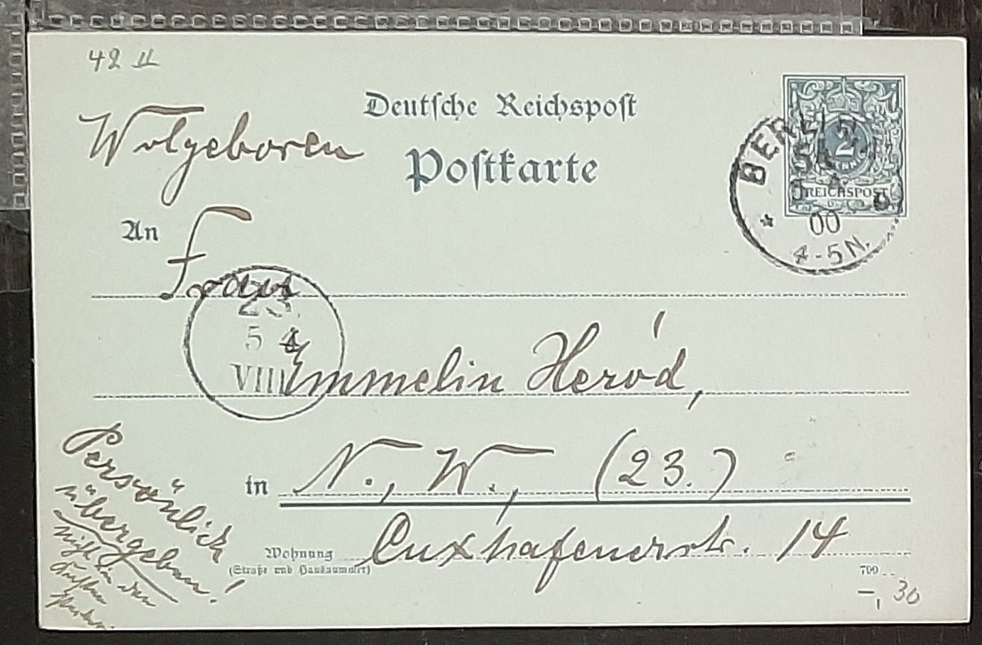 y(GER-866) GERMANY 1900 REICHPOST 2pf postal postcard used (3) different cards