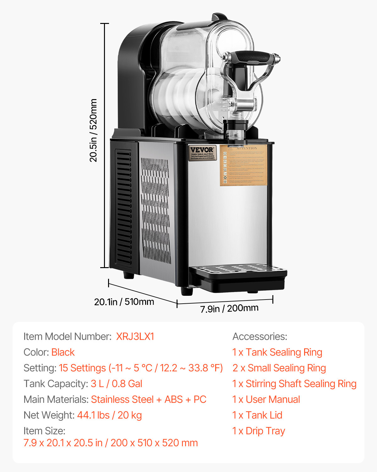 3L Commercial Slushy Machine Margarita Smoothie Frozen Drink Slushie Maker