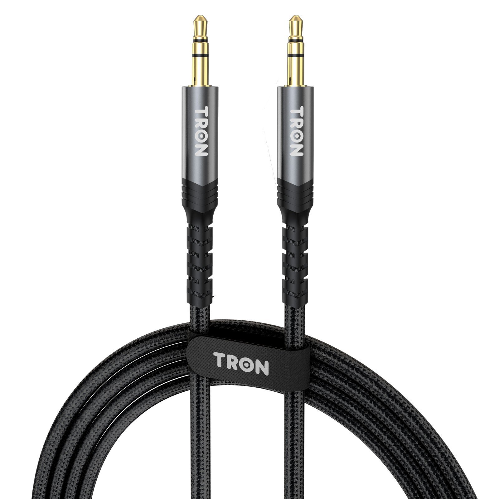TRON Braided AUX Audio Cable (USB-C, L & Aux) – 5FT, Black