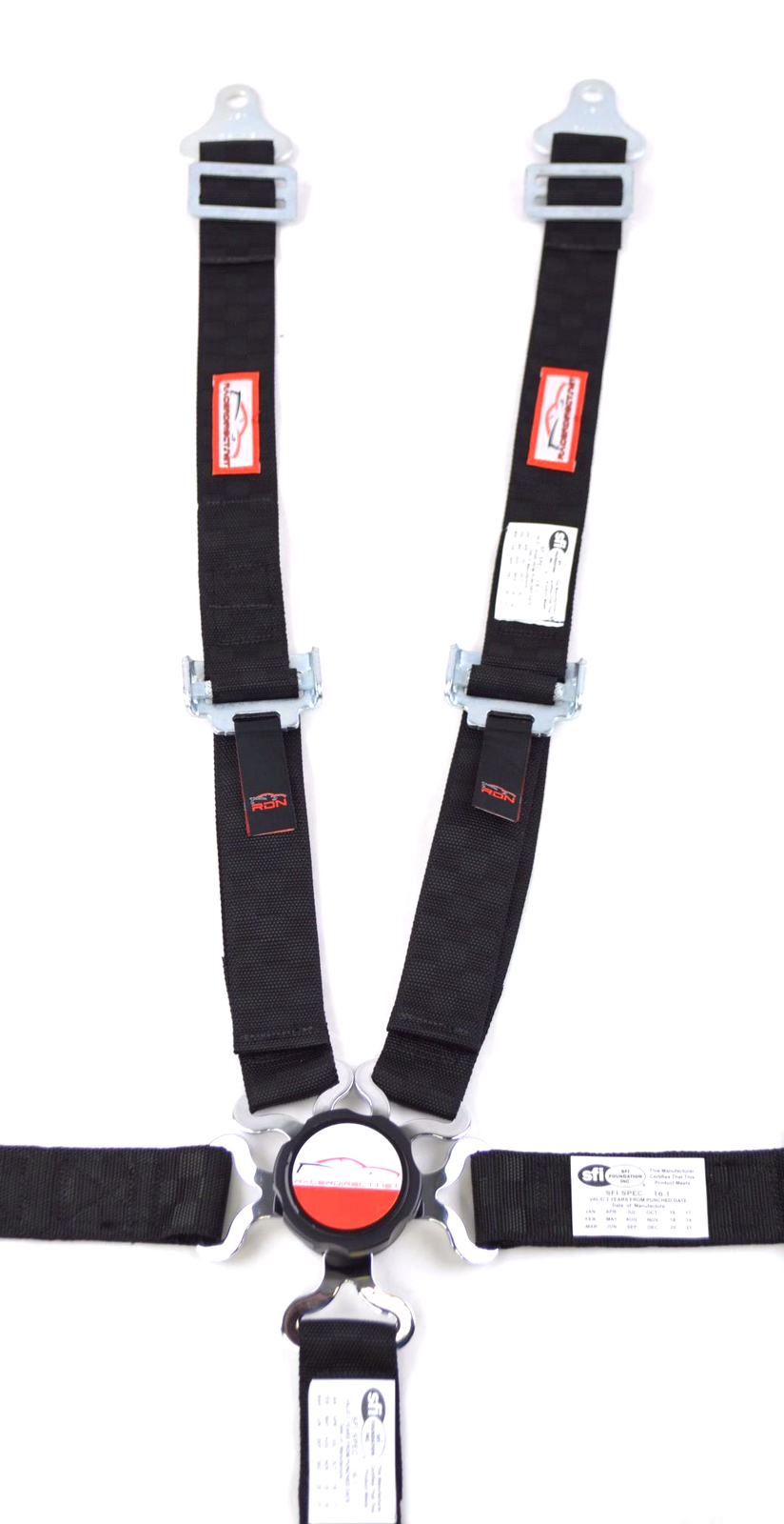 YOUTH RACING HARNESS 5 PT 2" SFI 16.1 PULL DOWN UNIVERSAL CAM LOCK BLACK CHECKER