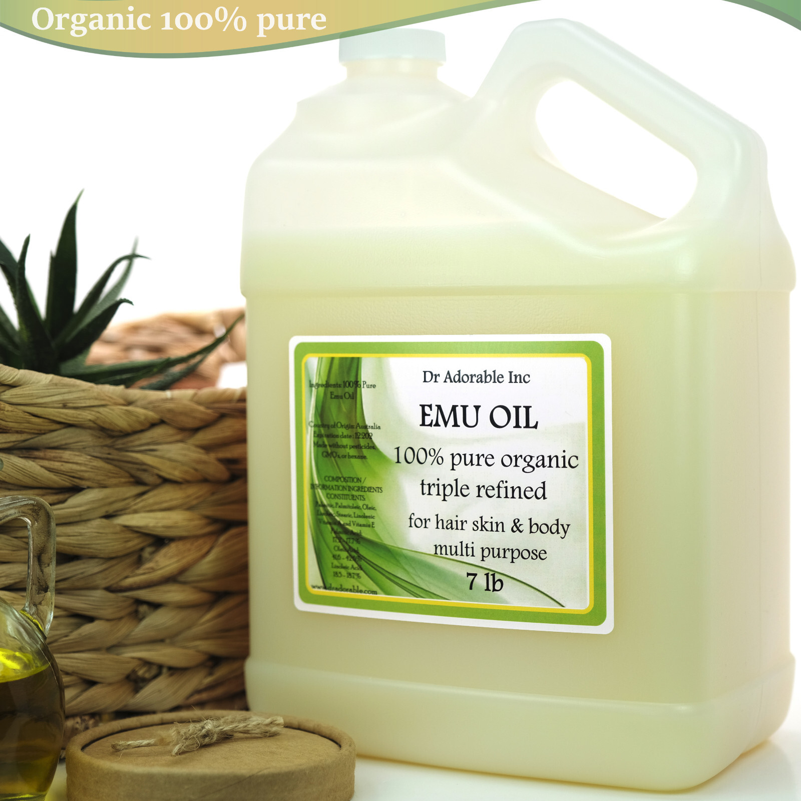 AUSTRALIAN EMU OIL 100%PURE EMU OIL BY DR.ADORABLE ONE GALLON FREE SHIPPING
