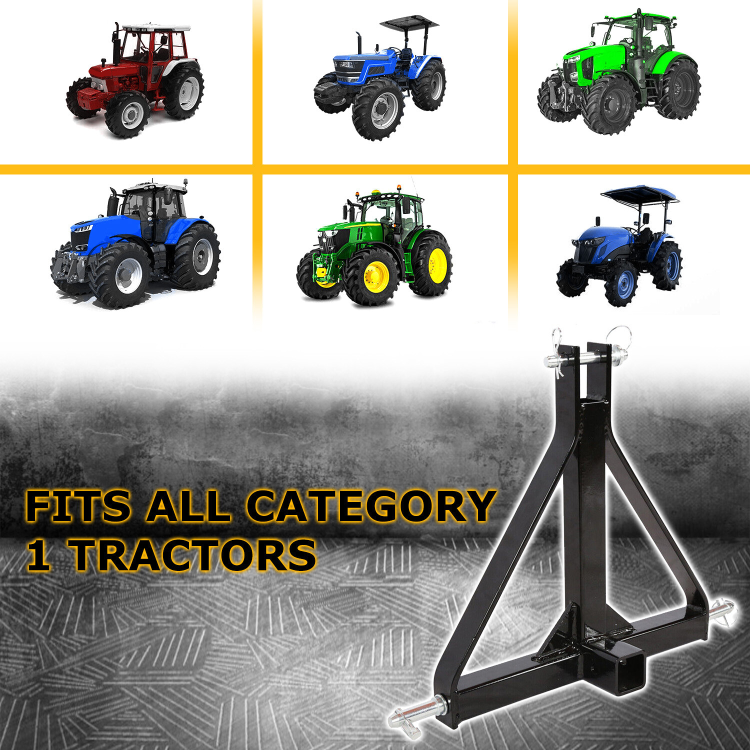 3 Point 2" Hitch Receiver Trailer Category 1 Tractor Tow Drawbar Adapter Steel