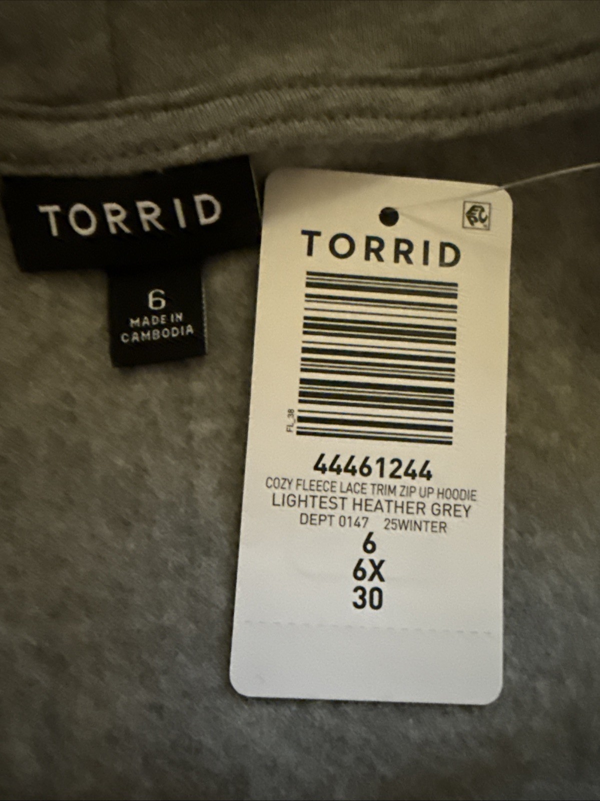 TORRID SWEATSHIRT ZIP HOODIE FLEECE SWEATER TOP CROCHET TRIM 6 6X 6XL 30 NEW