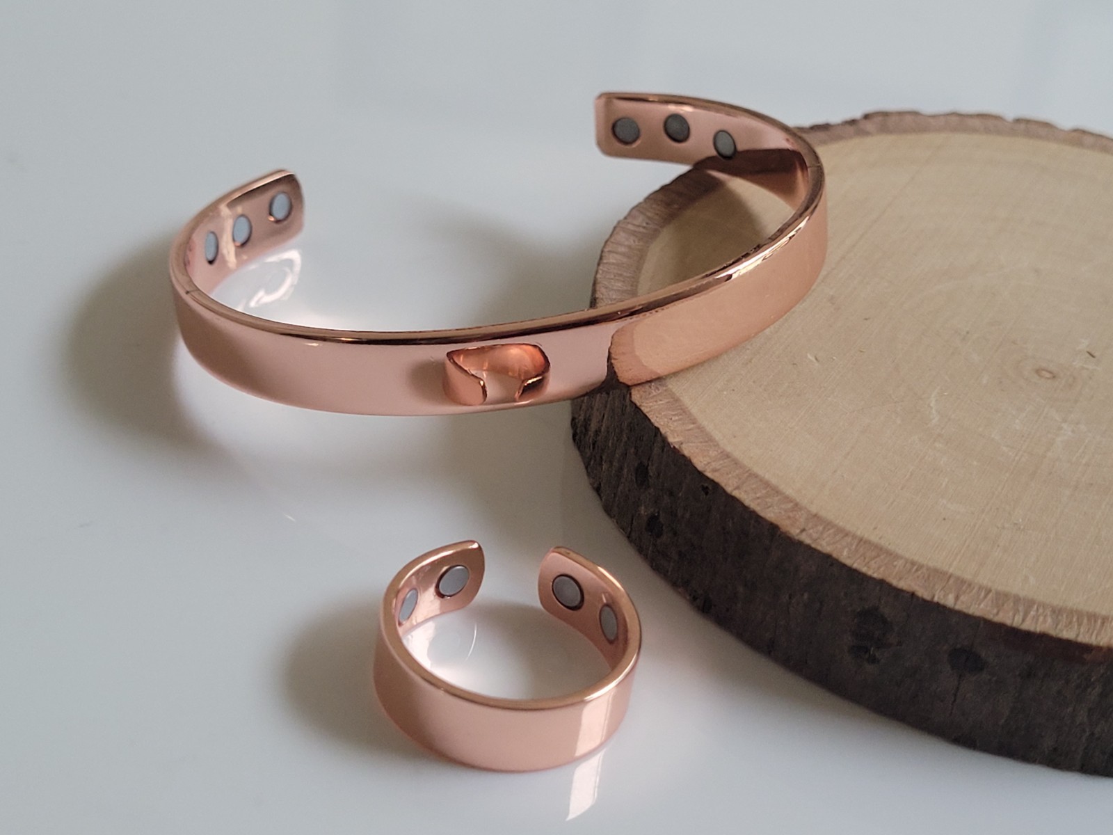 Pure Copper Magnetic Bracelet & Ring Set Arthritis Cuff