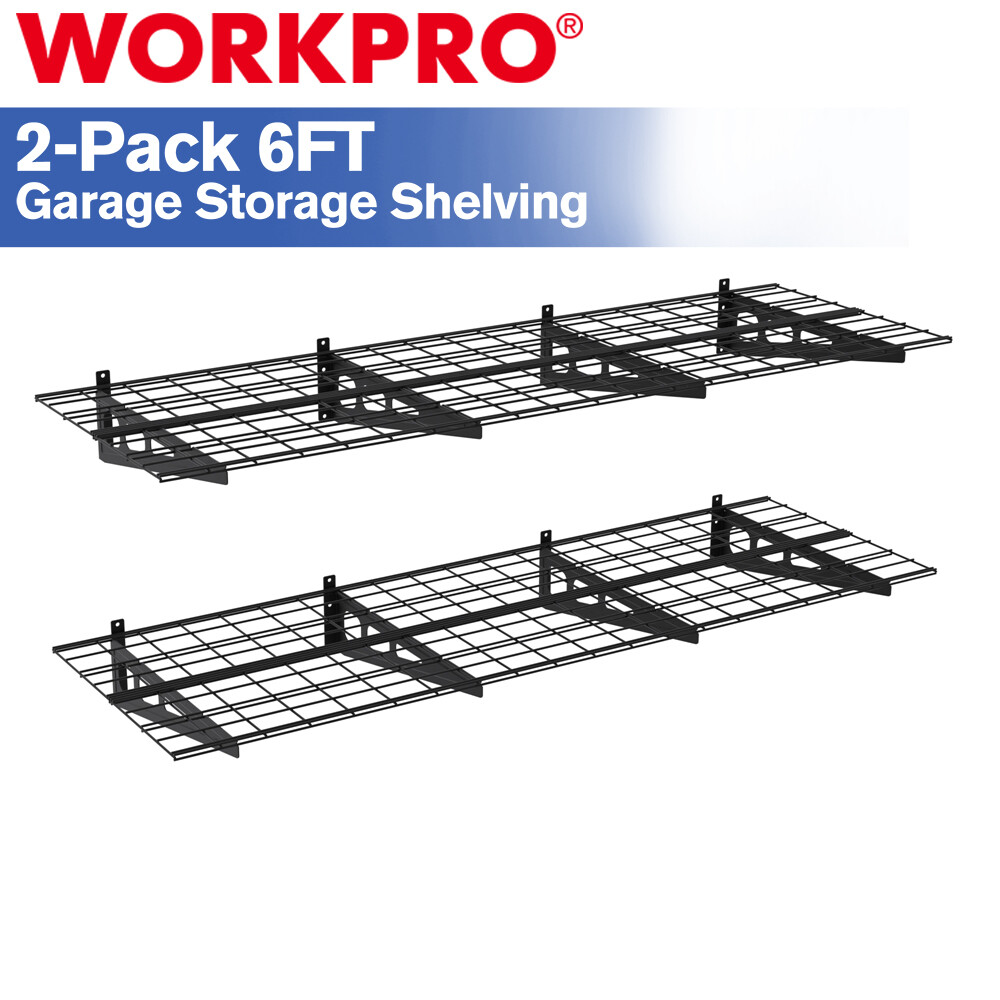 WORKPRO 2PCS 2x6FT Garage Wall Shelving 72"*24" Heavy Duty Wall Mounted Shelving