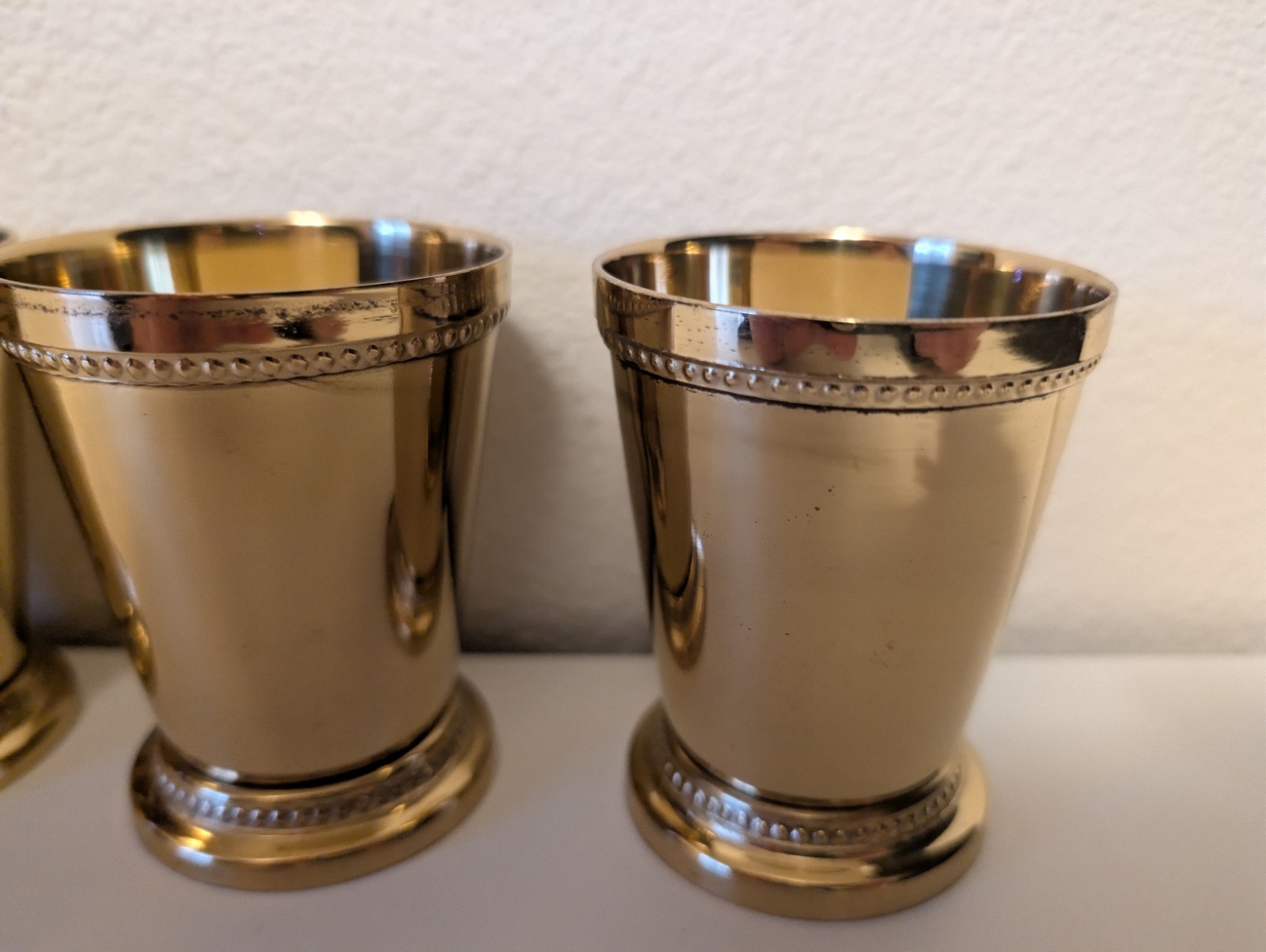 Godinger Silver Plated Beaded Mint Julep Cups Set of 6 Gold Finish 4 Inch