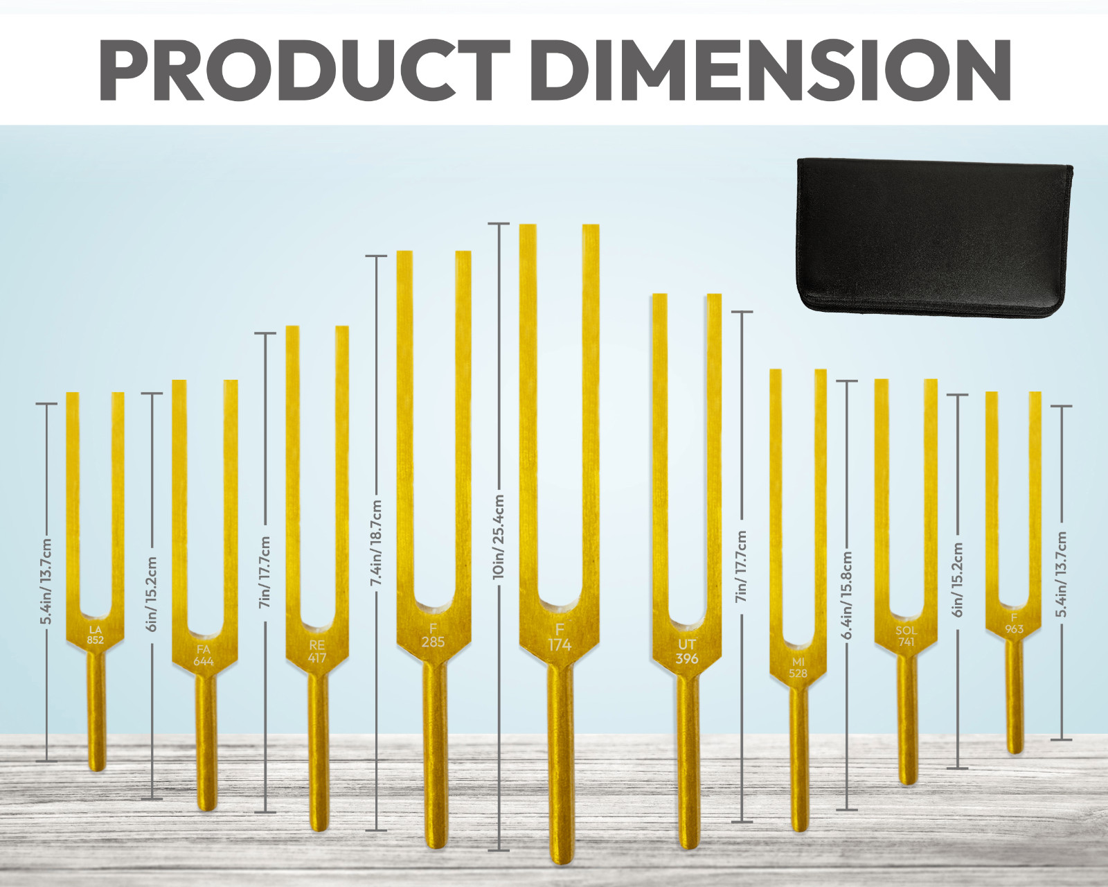 Solfeggio Chakra Tuning Fork Set of 9 Sound Healing, Meditation & Energy Balance