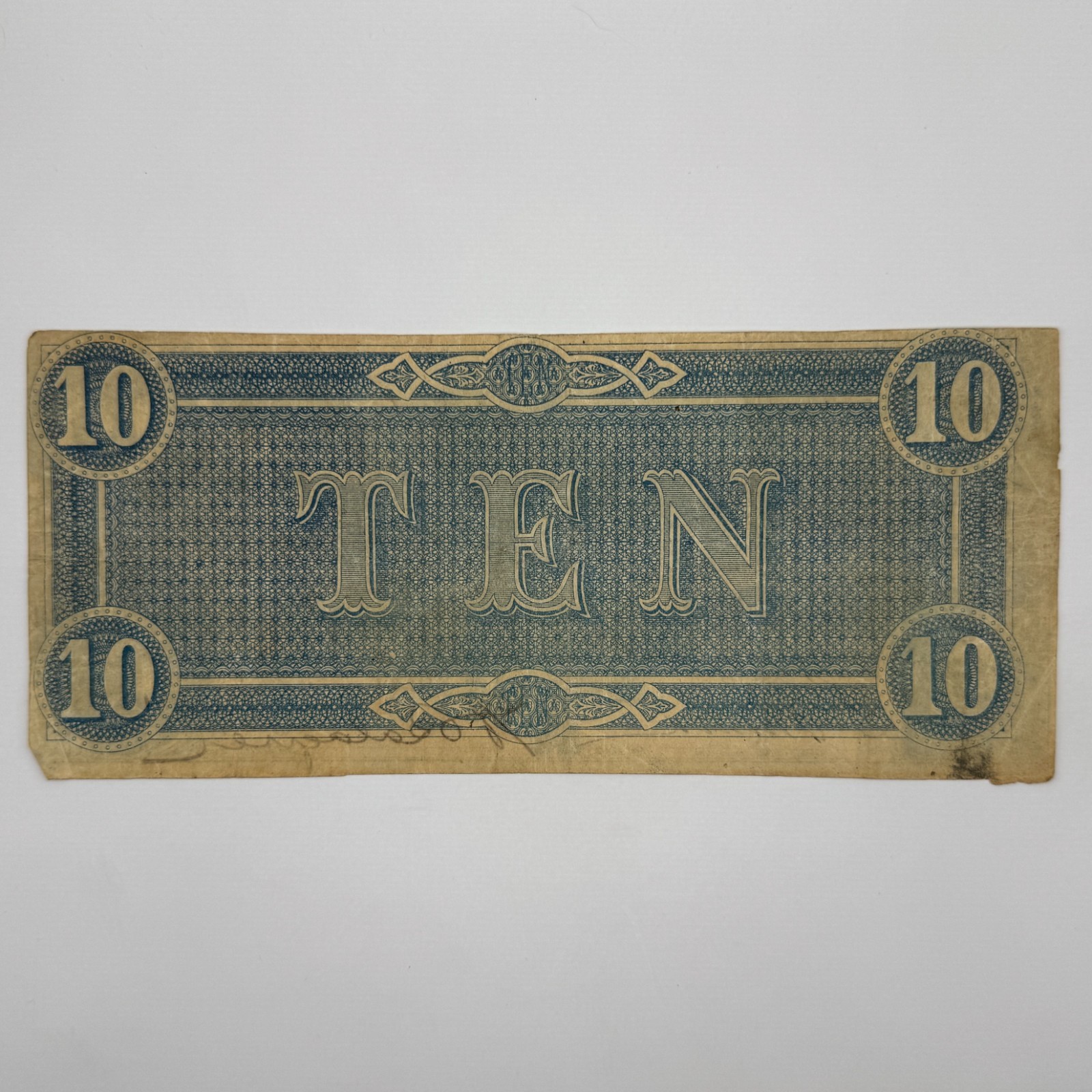 1864 $10 Confederate States of America Note 6844