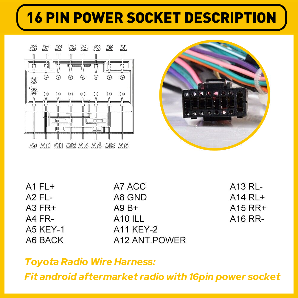 For Toyota Car Stereo Radio Power Harness Cable Wire Adapter Support JBL AMP