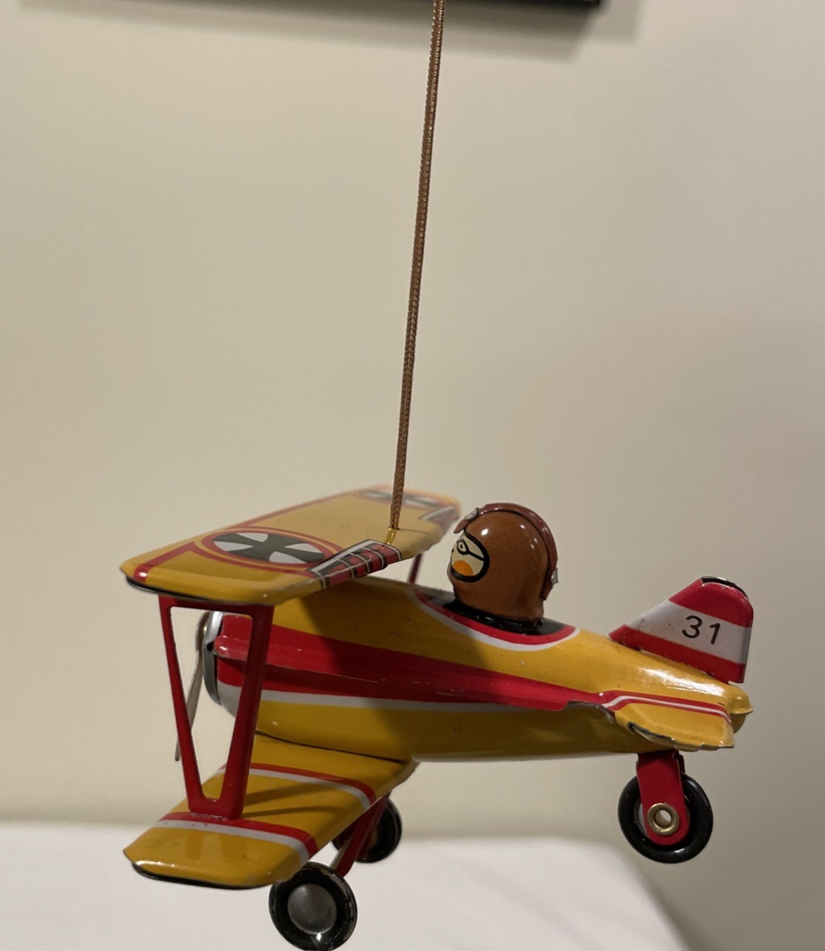 Schylling Bi-Plane Tin Toy Christmas Ornament Collector Series 3.5in