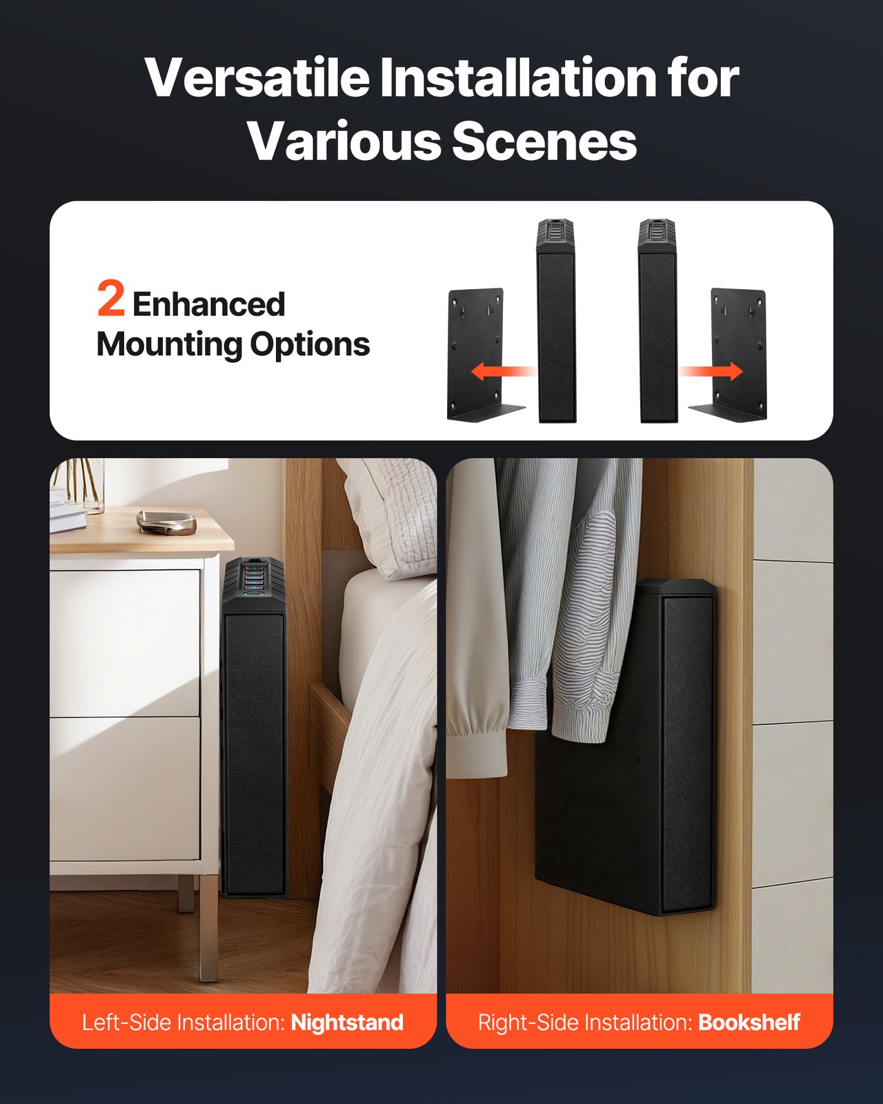 VEVOR Gun Safe Slider Safe with Fingerprint/Password/Key for 1 Pistol & Magazine