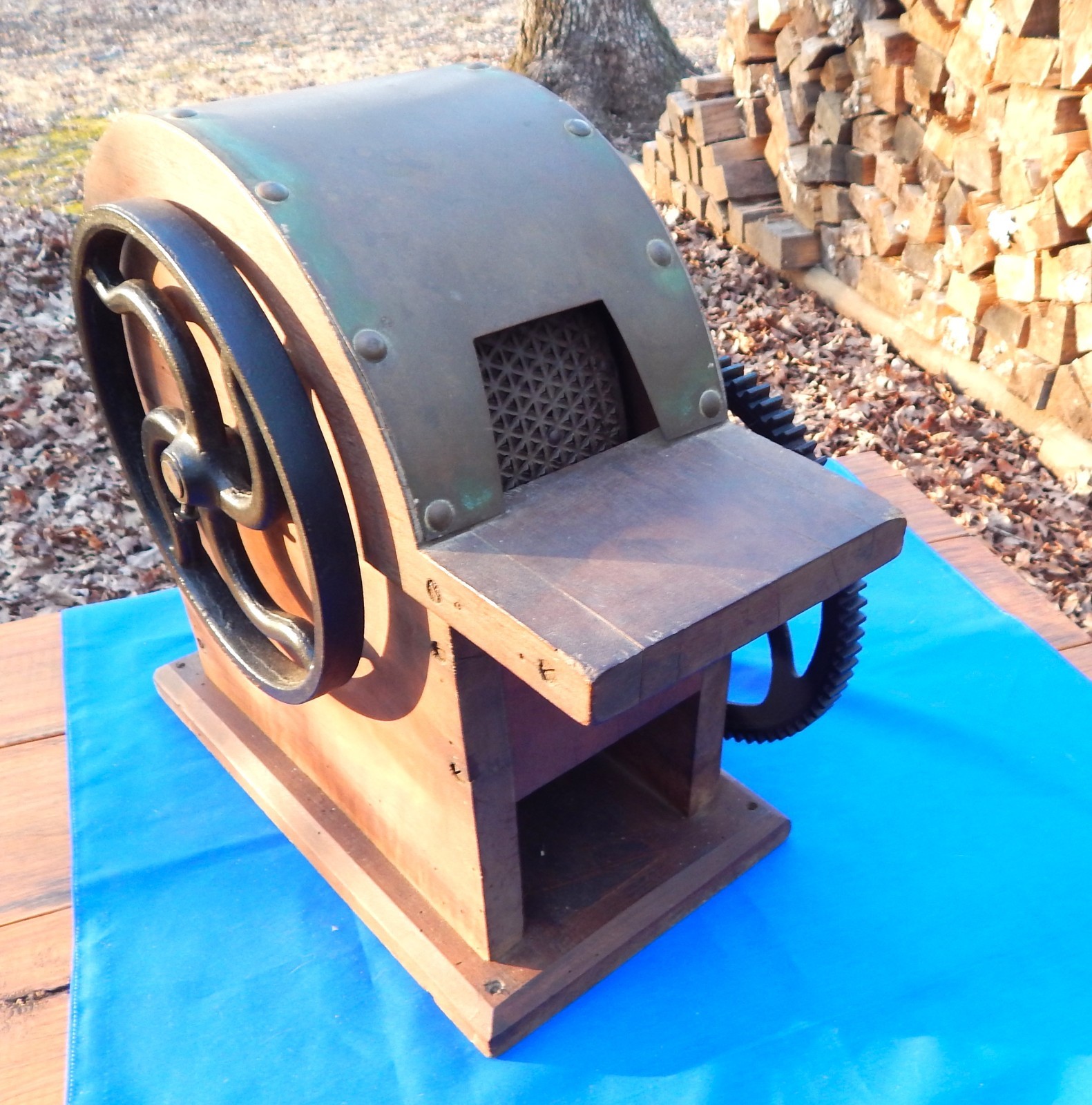 1800s Horseradish/Hard Cheese Grinder - Brass, Cast Iron and Wood
