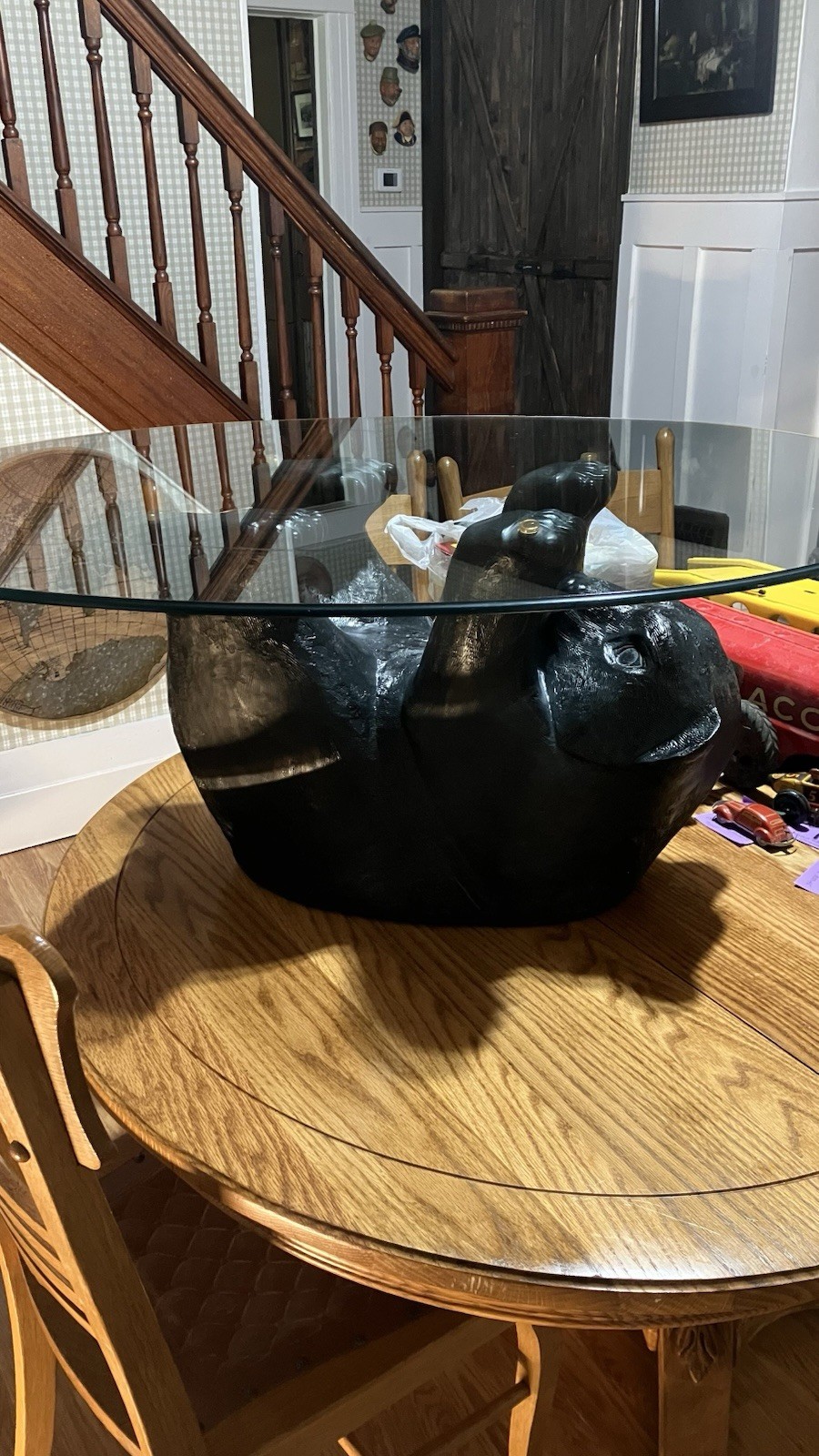 Vintage 1970 black bear table unique