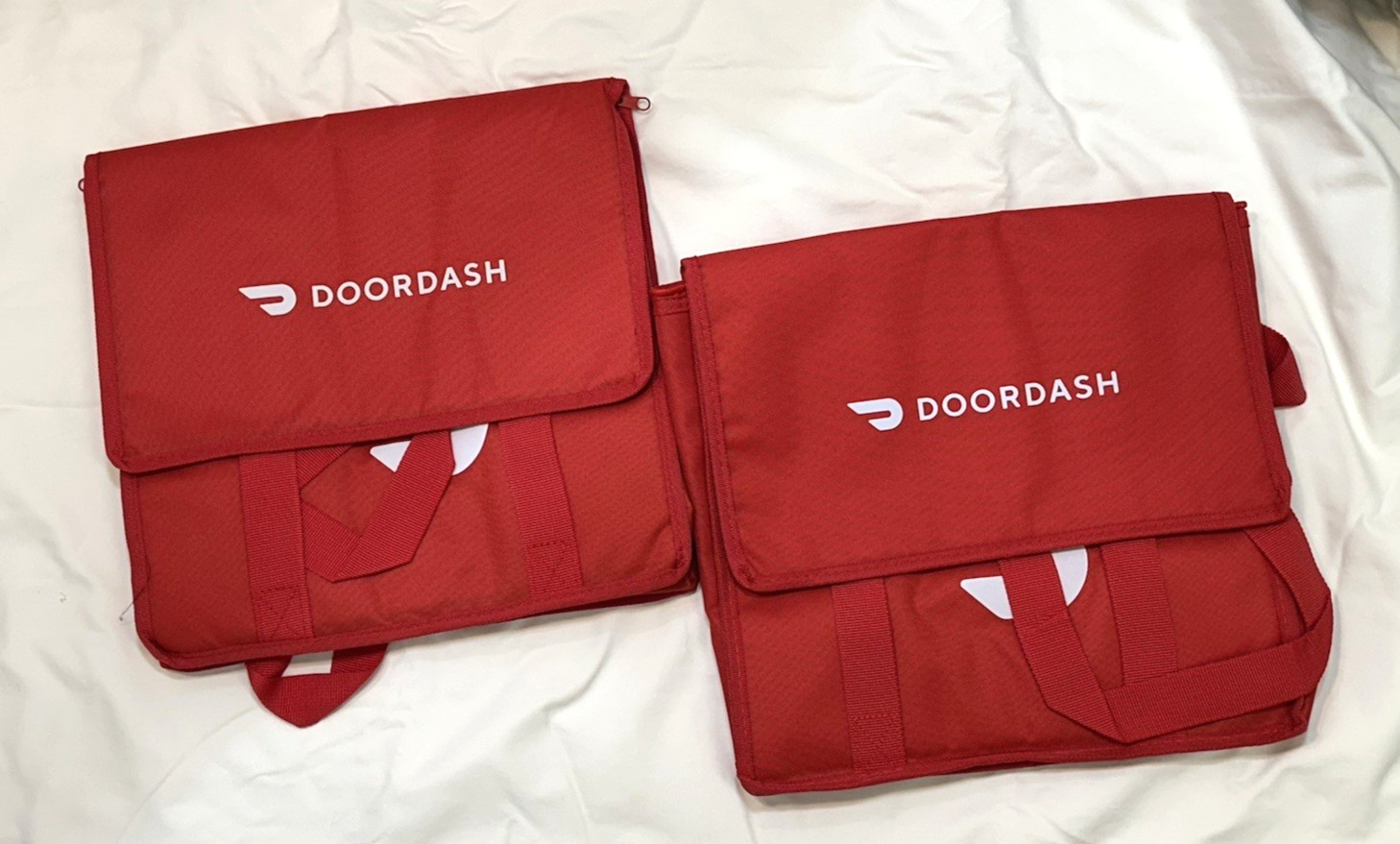 Lot of 2 ~ DOORDASH ~ 14x14x9 ~ HD Thicker Insulated Delivery Bag / Tote ~