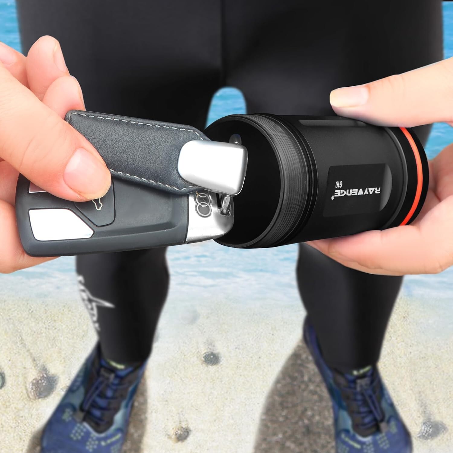 Waterproof Car Key Holder FOB Case Keychain Dry Storage Box for Swimming Diving