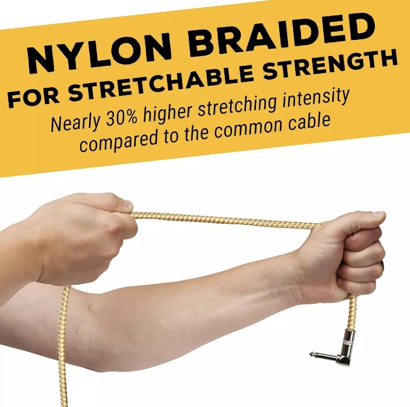 GLS Audio Instrument Cable - Amp Cord for Bass & Electric Guitar - Straight to R