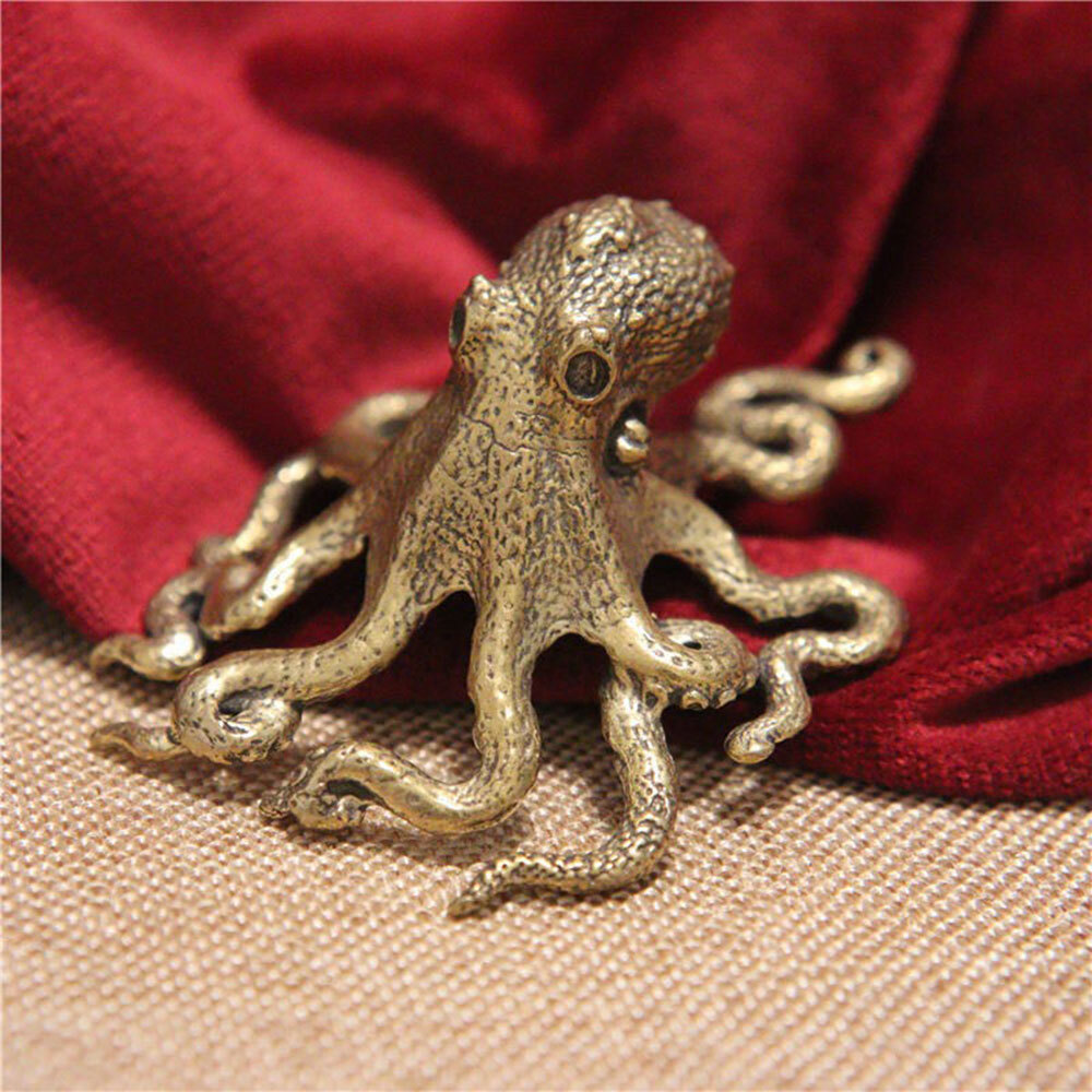 Brass Octopus Sculpture Wild Sea Life Figurine Housewarming Gift Decoration USA