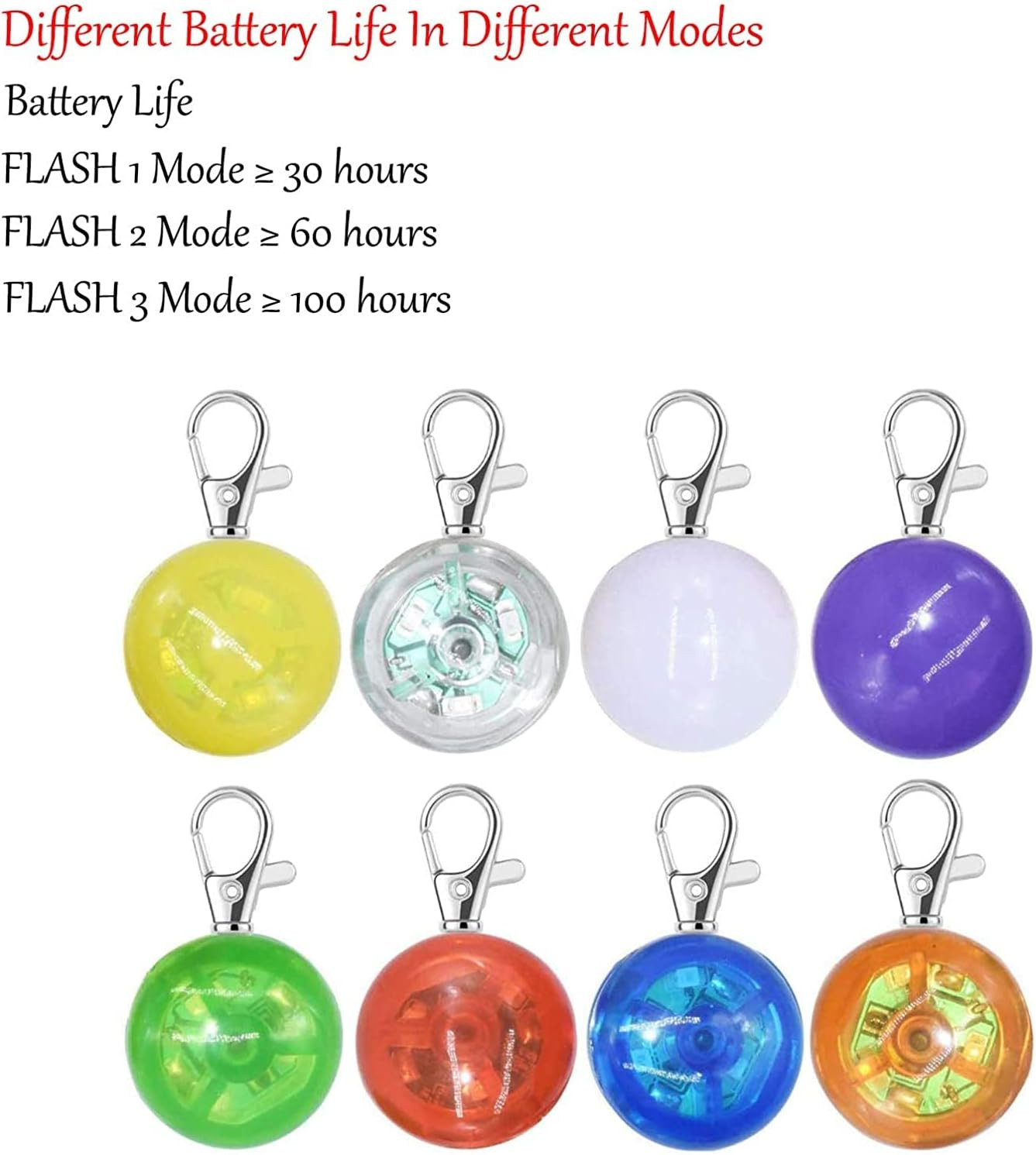 8 Pack Dog Lights for Night Walking, 3 Modes Collar Light Night