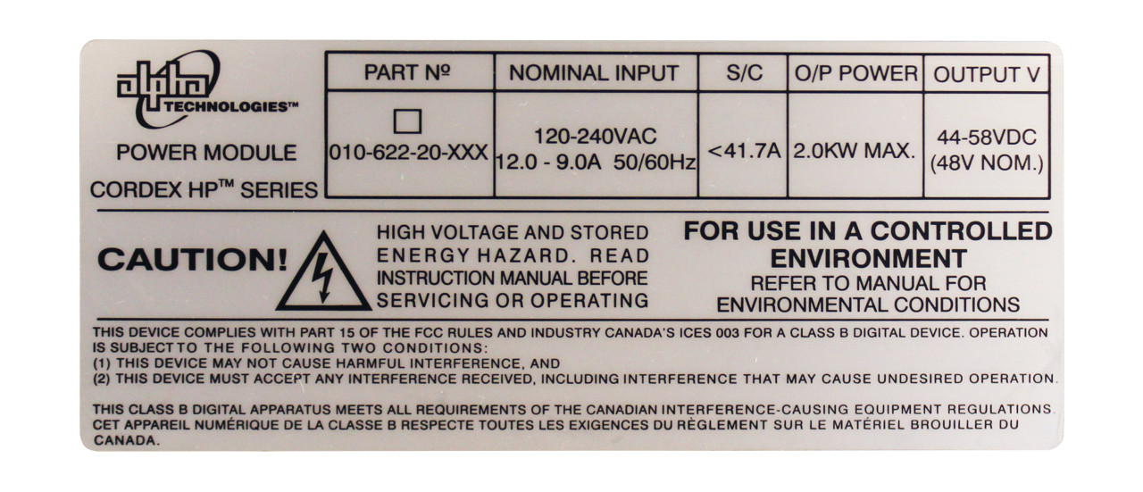 Alpha Technologies Cordex HP CXRF 48-2.0kW