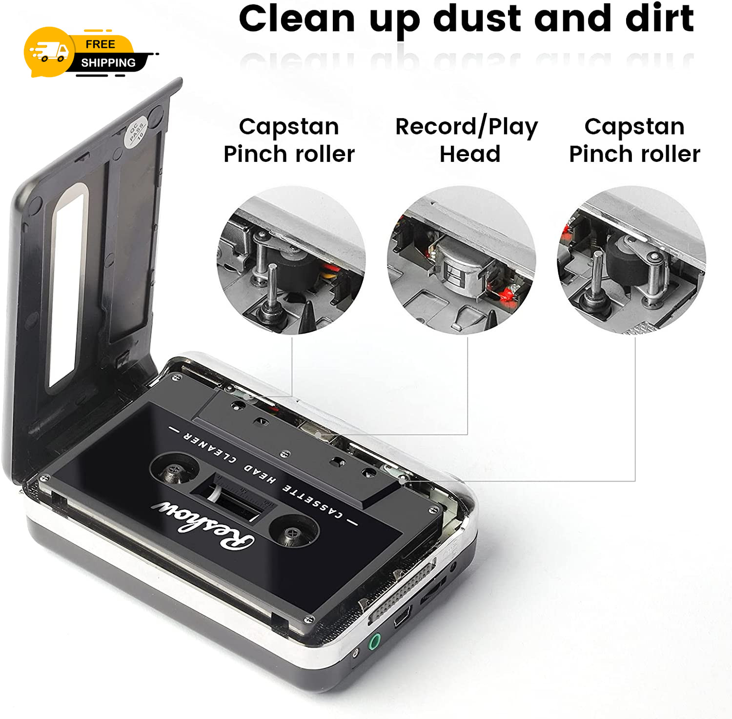 Reshow Audio Tape Cassette Head Cleaner with 2 Cleaning Fluids Care Wet Maintena