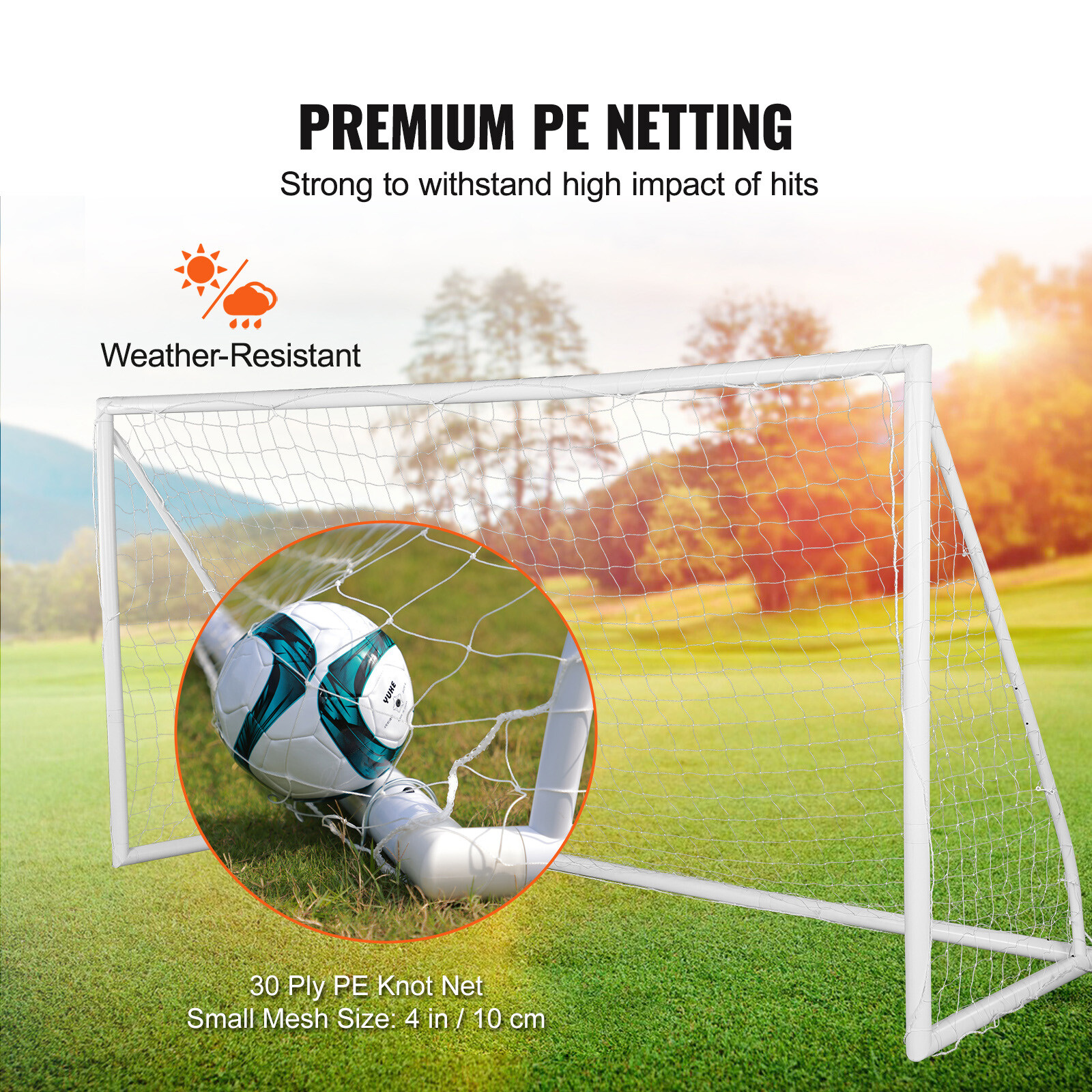 VEVOR 12x6 ft Portable Soccer Goal Kids Soccer Net Carry Bag Backyard Training