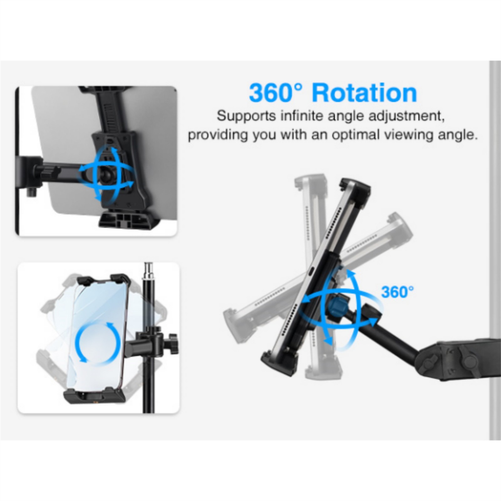 Mic Stand Adjustable Microphone Phone Holder Mount iPad iPhone All 4.7-13.5 Inch