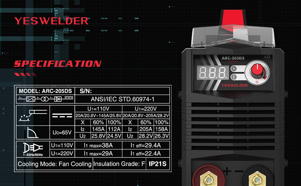 MMA/ARC/Stick Welding Machine, 205A 110/220V IGBT Inverter Welder Machine