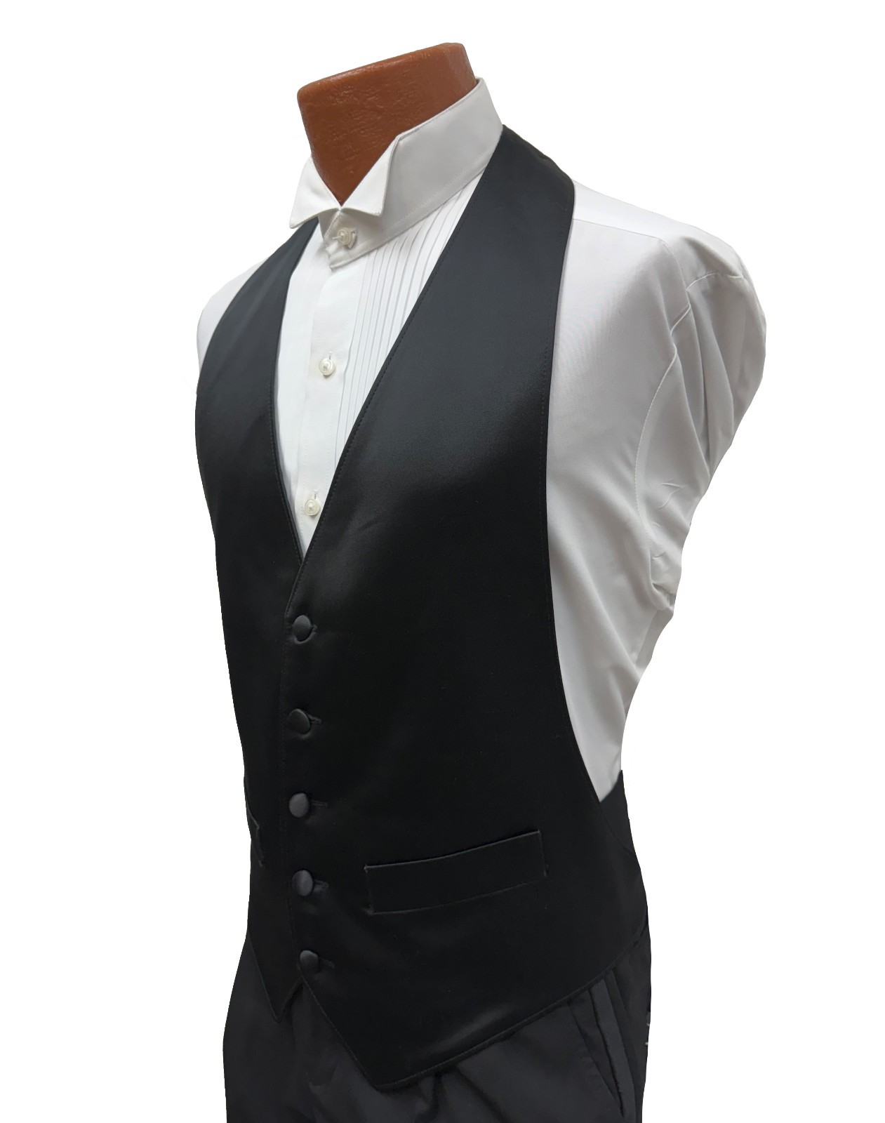 Men’s Alexander Julian Black Satin Tuxedo Vest Adjustable Open Back Size Medium