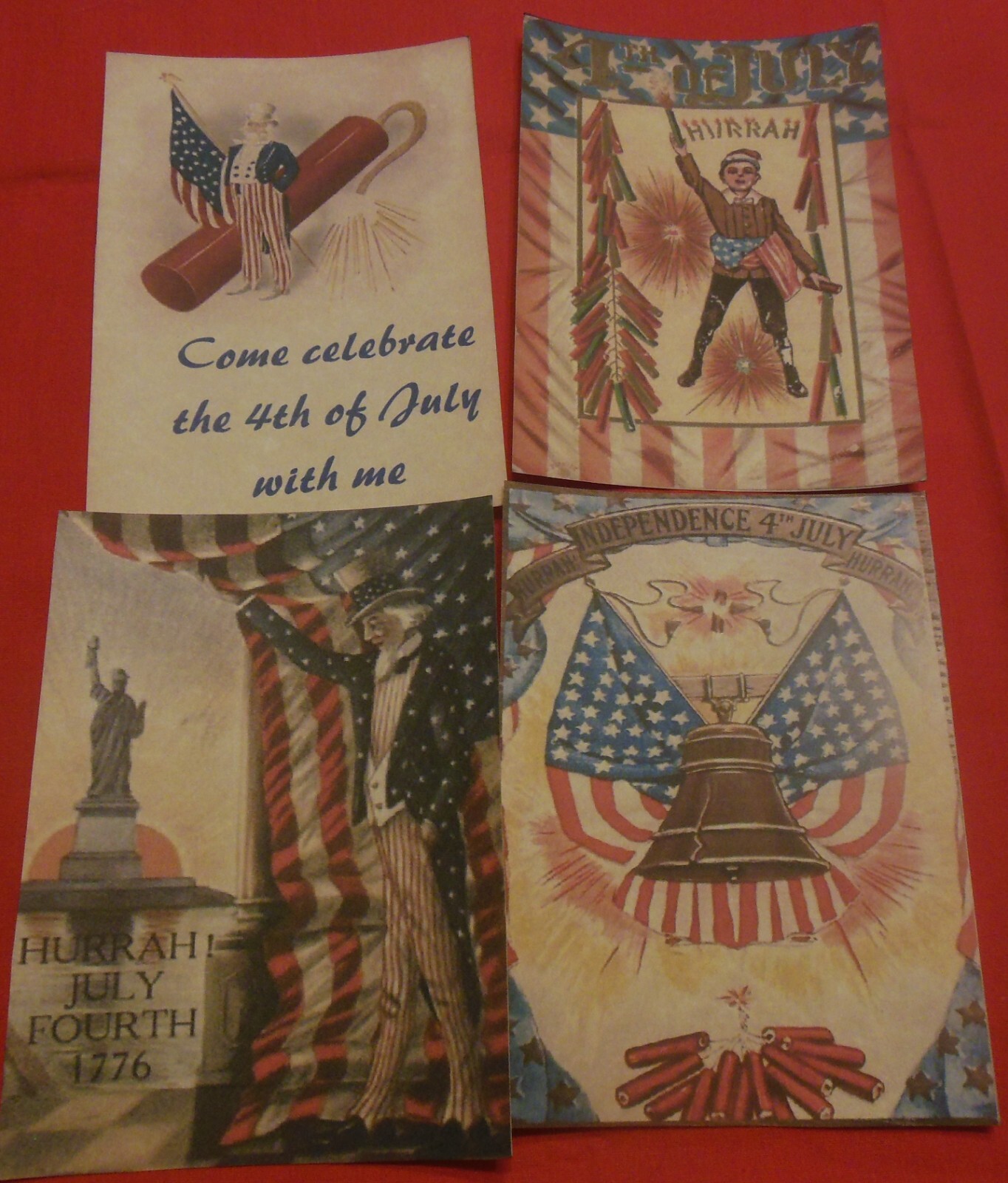 Set of 16 LARGE 4th of July vintage patriotic Set # 2 old postcard images