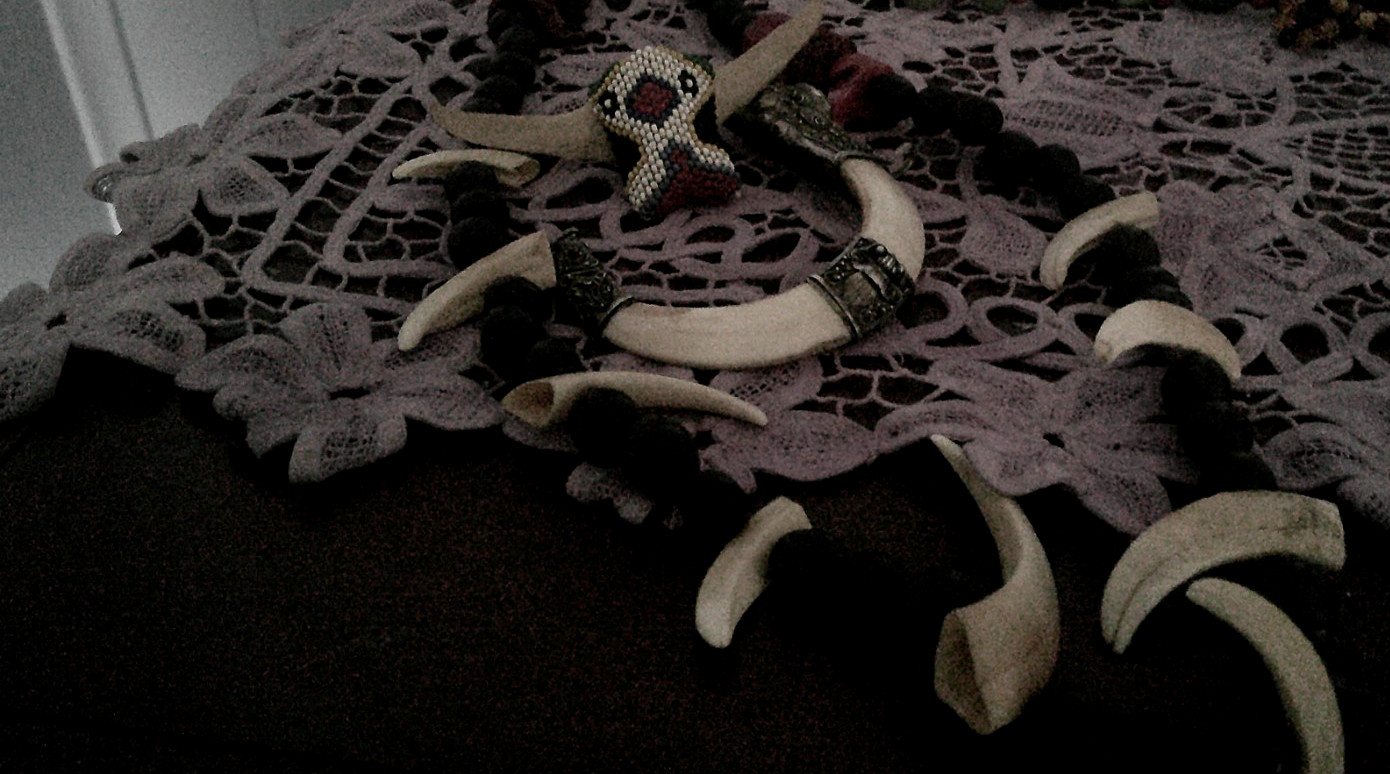 PAPUA NEW GUINEA Lot Two Necklaces SKULL Boar Tusks