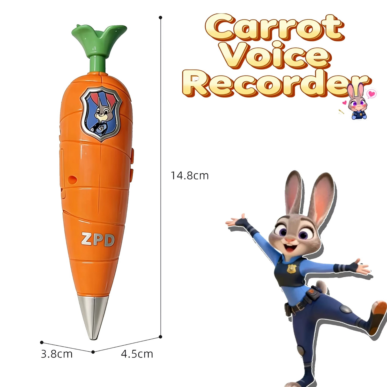 Zootopia Carrot Voice Recorder Pen Judy & Nick Zootropolis For Birthdays Kids