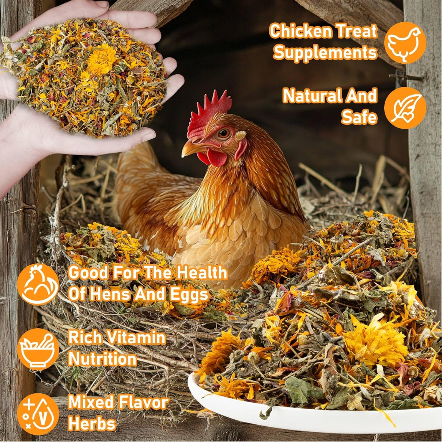 30Oz Chicken Nesting Herbs - Dried Herb for Layer Feed,Coop and Run Insulation,R