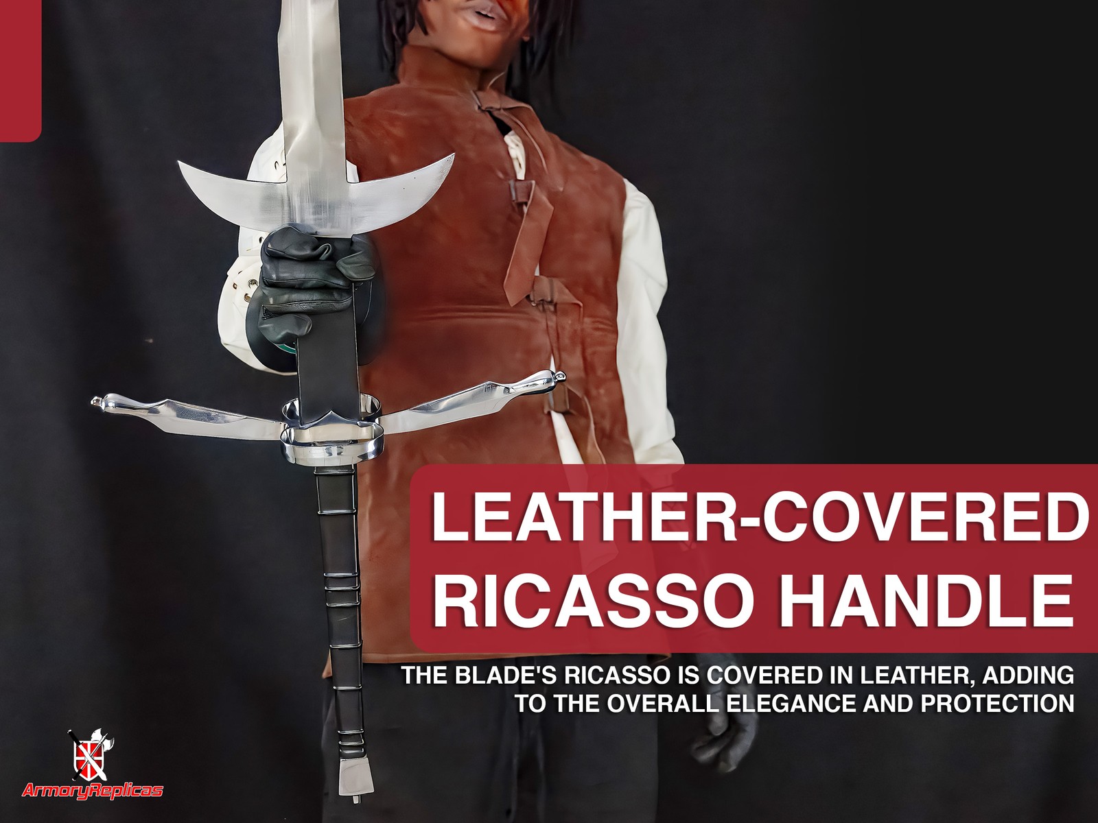 Majestic German Flamberg Two-Handed Sword with Zweihander Leather Ricasso 61"