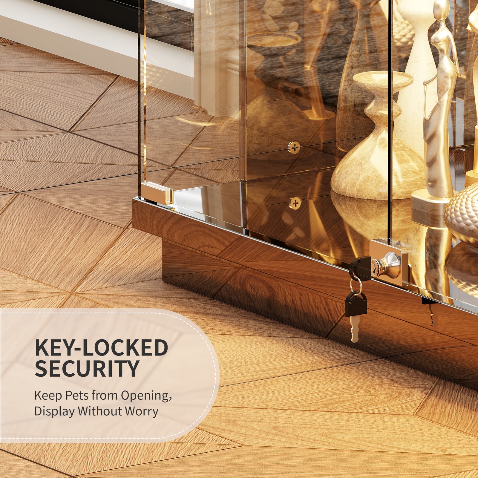 Gurexl Glass Display Cases with Human Sensor and 3 Color Lights for Collectibles