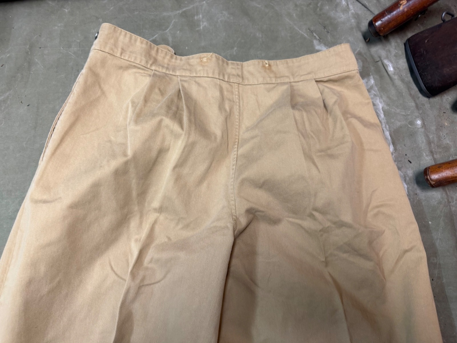 WWII BRITISH ARMY SUMMER KHAKI DRILL FIELD TROUSERS-SIZE XLARGE