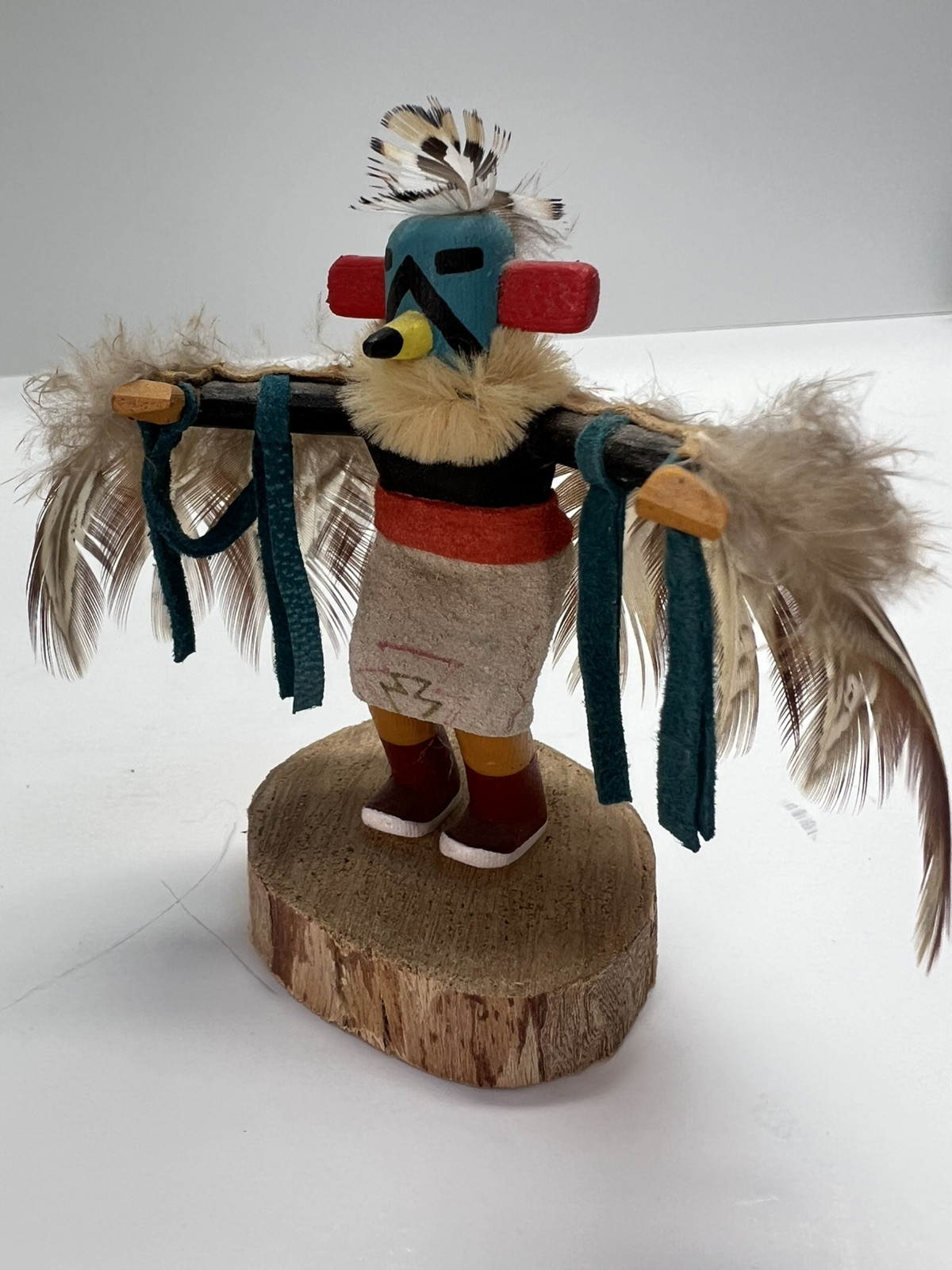 Native American Eagle Dancer VTG Kachina 4” Figurine Signed Lee Feathers