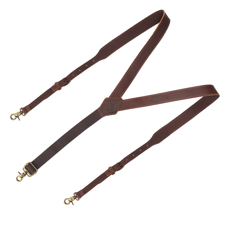 TOURBON Leather Suspenders Y Back Adjustable Y-Shape Pants Brace