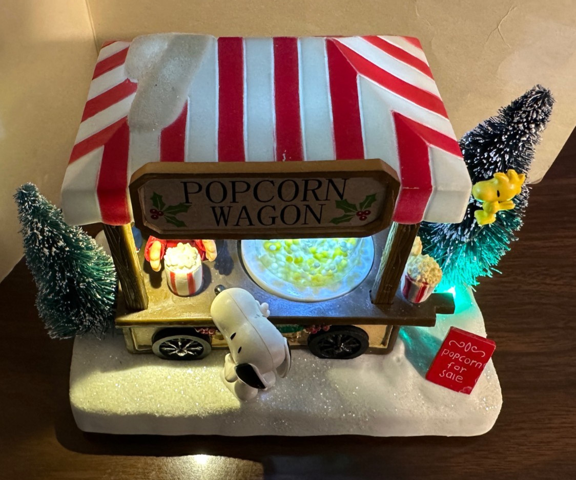 Peanuts Popcorn Wagon Led Musical Christmas - Kurt Adler Battery Operated VIDEO