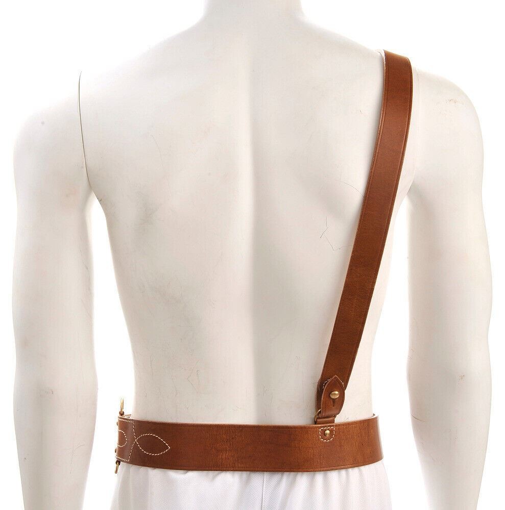 Sam Browne Belt with Shoulder Strap Brown Leather WW1 will fit 46" to 50"
