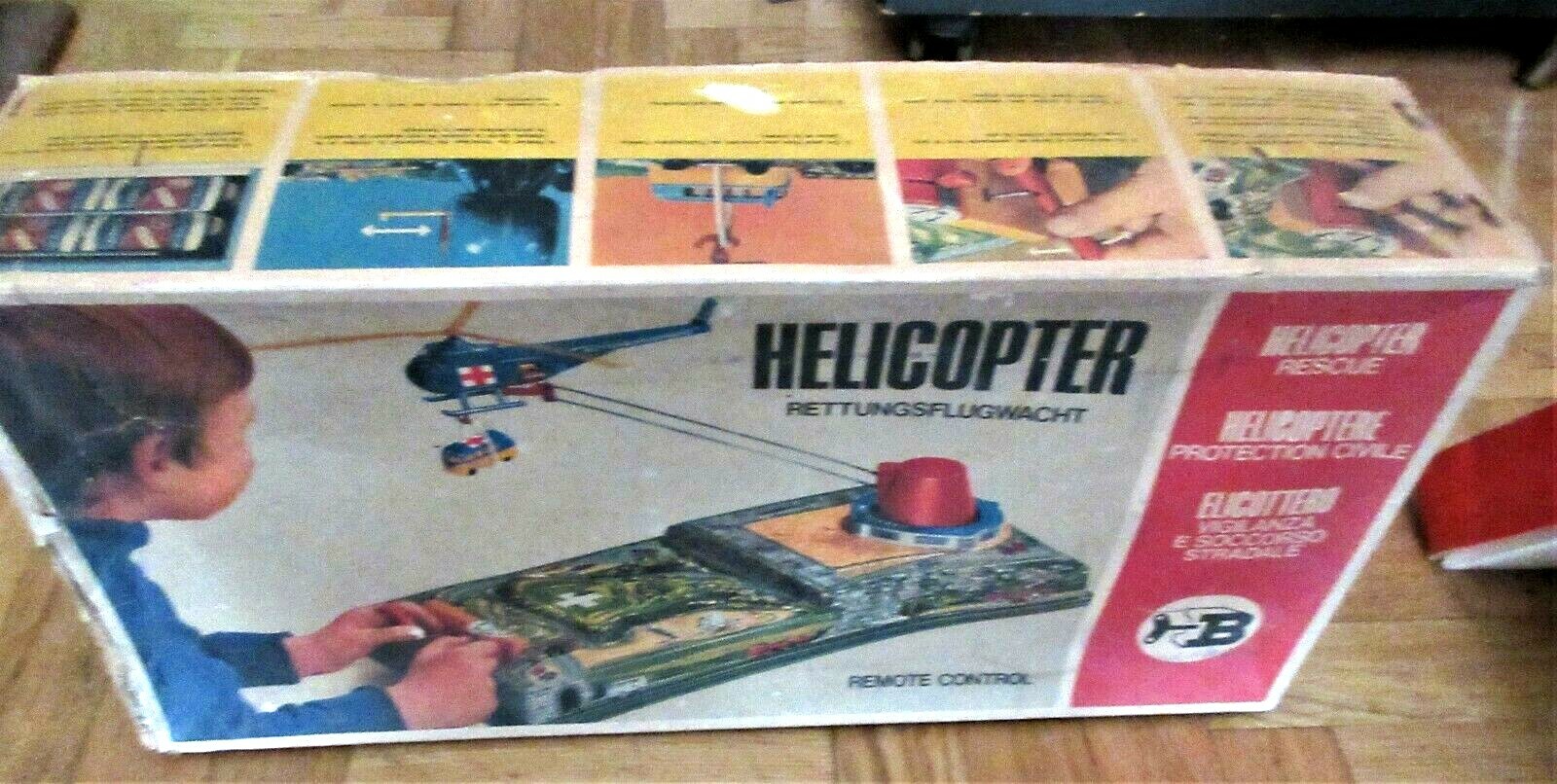 VINTAGE RARE BILLER TINPLATE 1299 RESCUE HELICOPTER REMOTE CONTROL BOXED