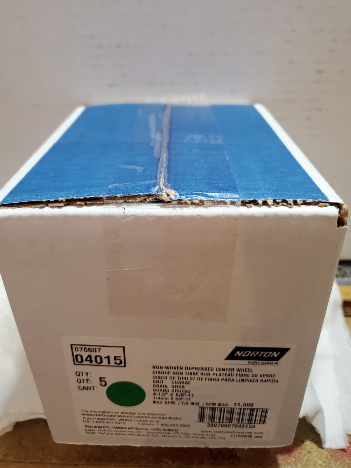 Norton 07660704015 5 pack Non-Woven Depressed Center wheel, 4-1/2" RAPID STRIP