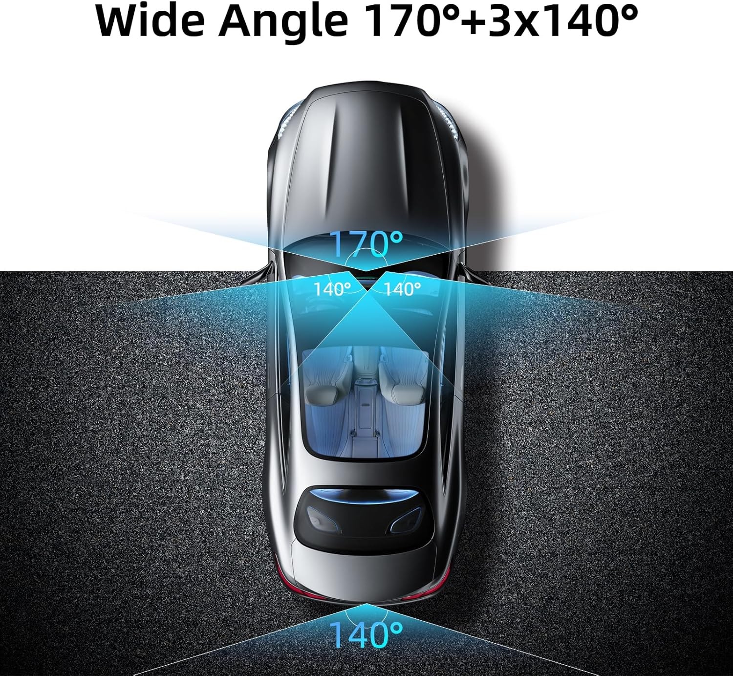 4 Channel Dash Cam 4k Car Camera 360 View WiFi Front Rear Inside Left Right 64GB