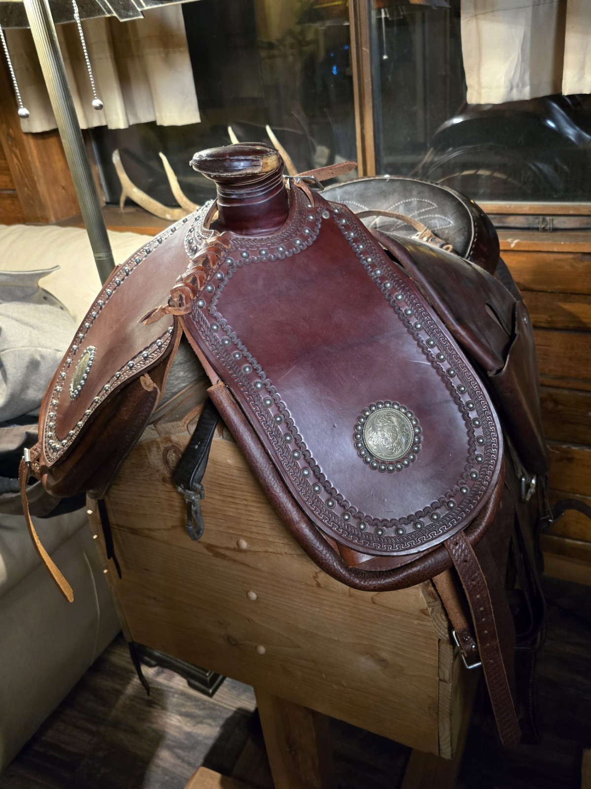 Vintage Cantle Saddle Bags With Sterling Accents Adjustable