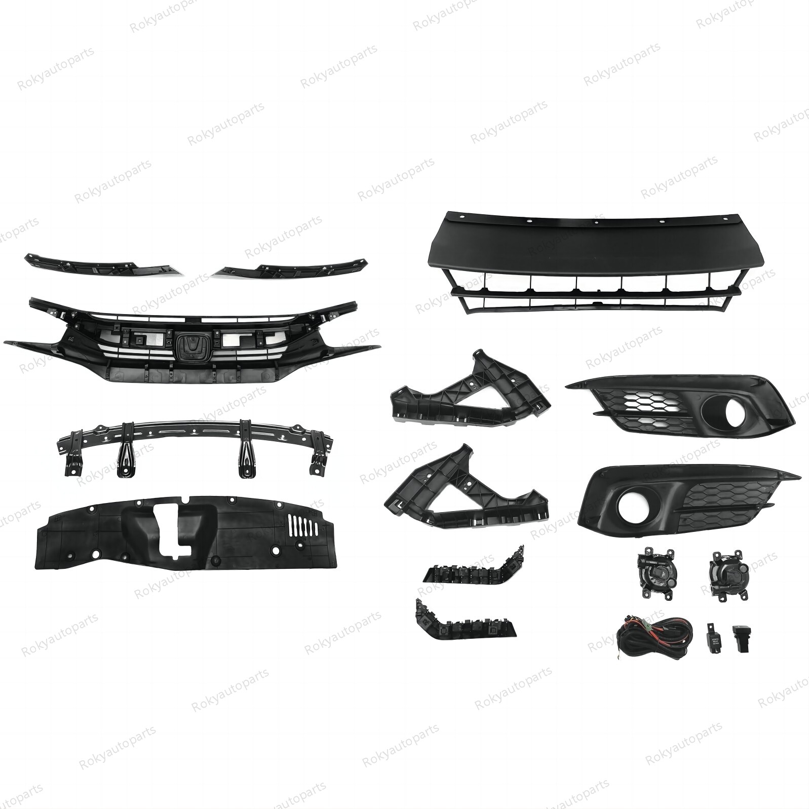 For CIVIC 2016-18 Grilles/Fog Light Set/Radiator Cover/Bumper Headlight Brackets