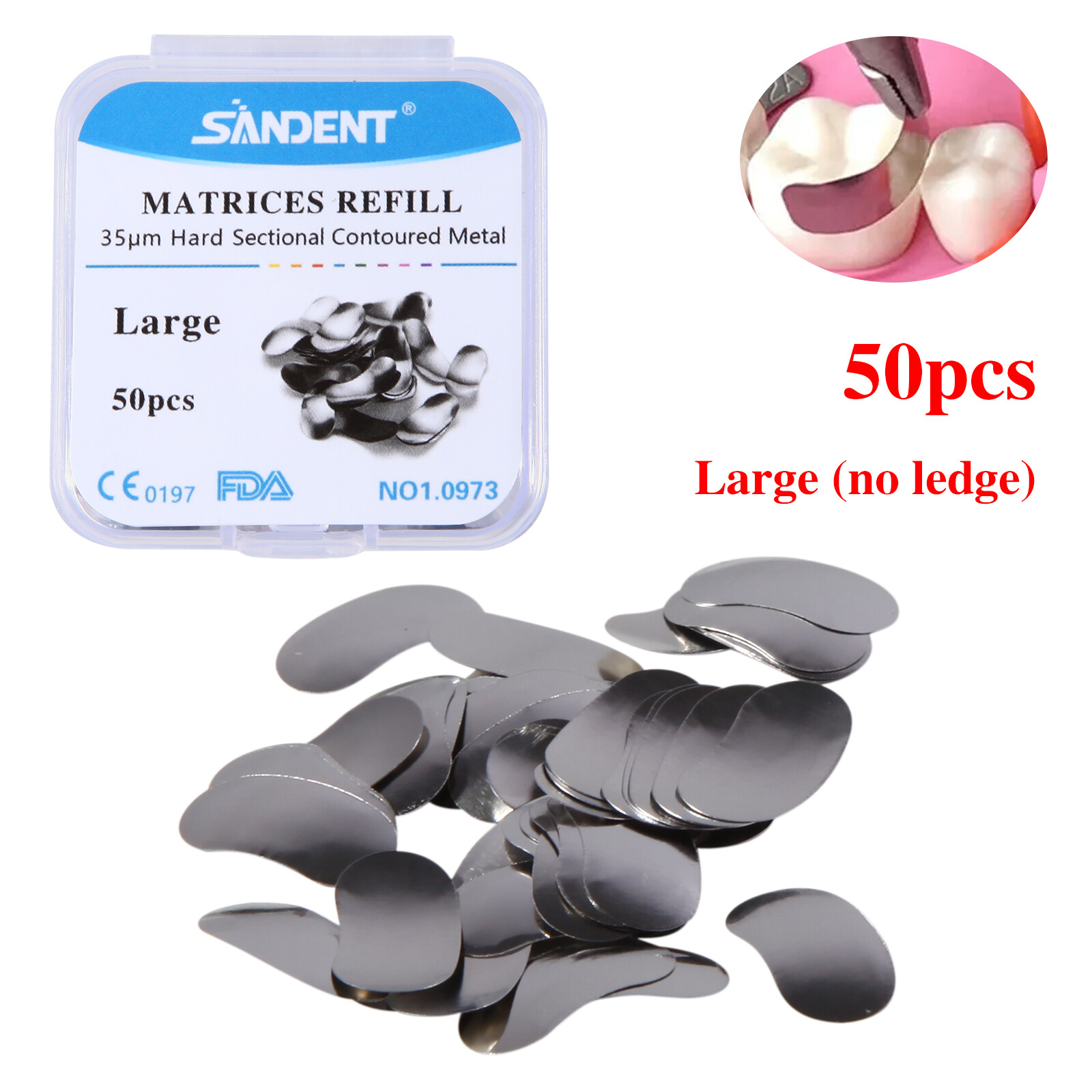 Dental Metal Matrices Matrix Band Sectional Contoured Refill Box S/M/L USA