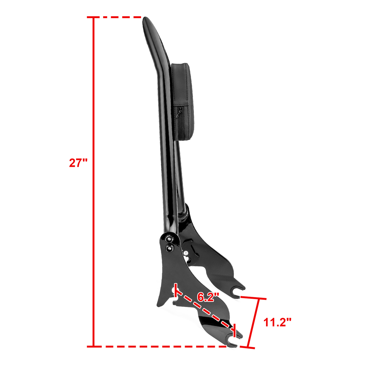 27" Black Backrest Sissy Bar & Stealth Rack For 09-24 Harley Road Street Glide