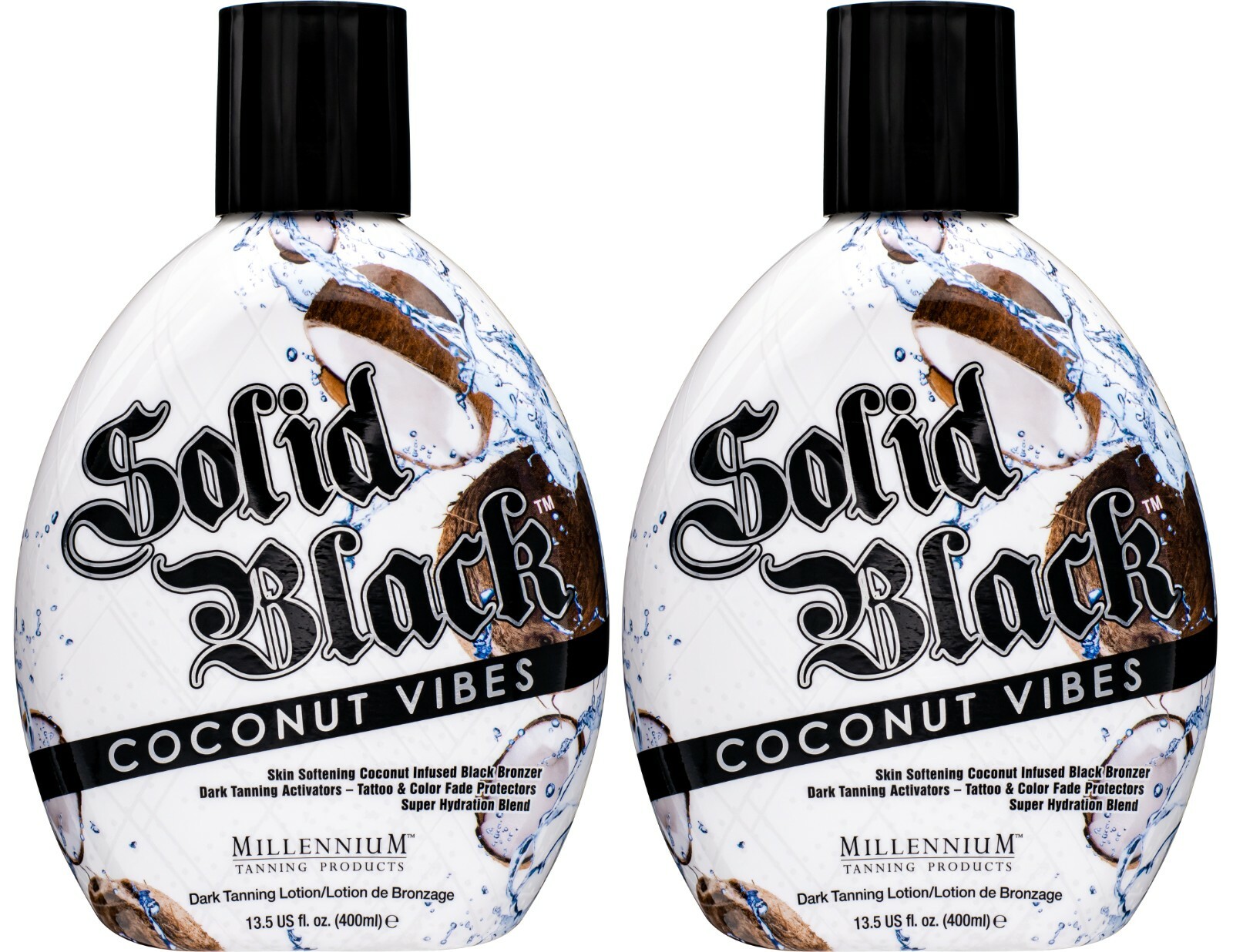 Millennium SOLID BLACK COCONUT VIBES Coconut Infused Tanning Bed Lotion - 2 Pack