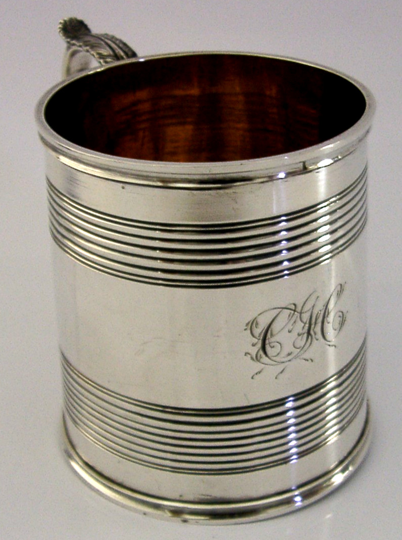 HEAVY 115g ENGLISH STERLING SILVER MUG 1854 VICTORIAN ANTIQUE