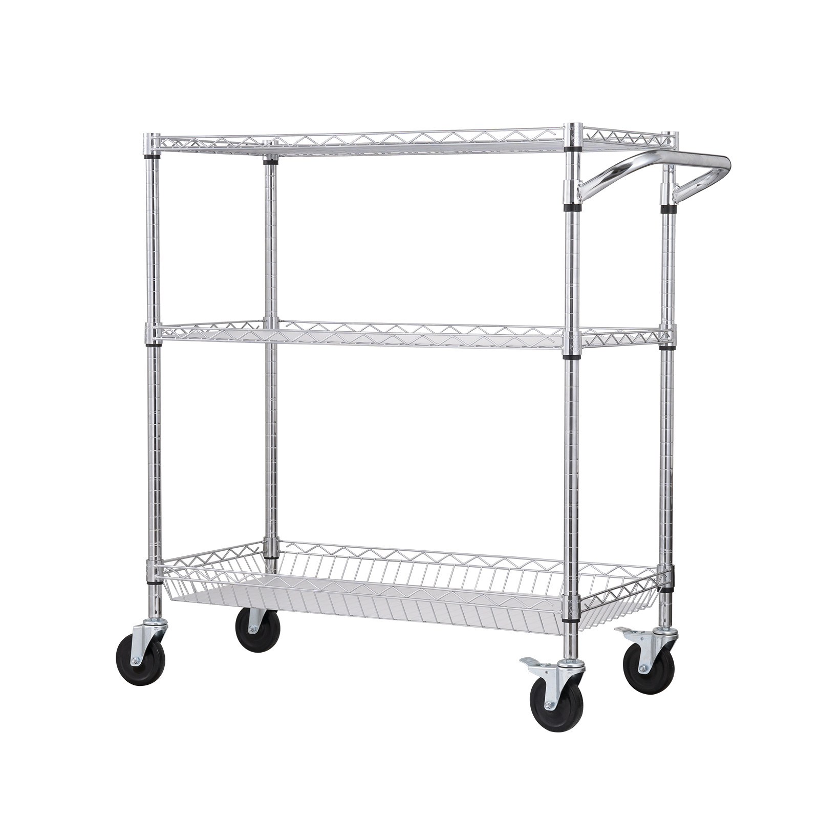 VEVOR 3-Tier Utility Cart Rolling Cart on Wheels 35"x18"x40.9" 661 LBS 6 Hooks