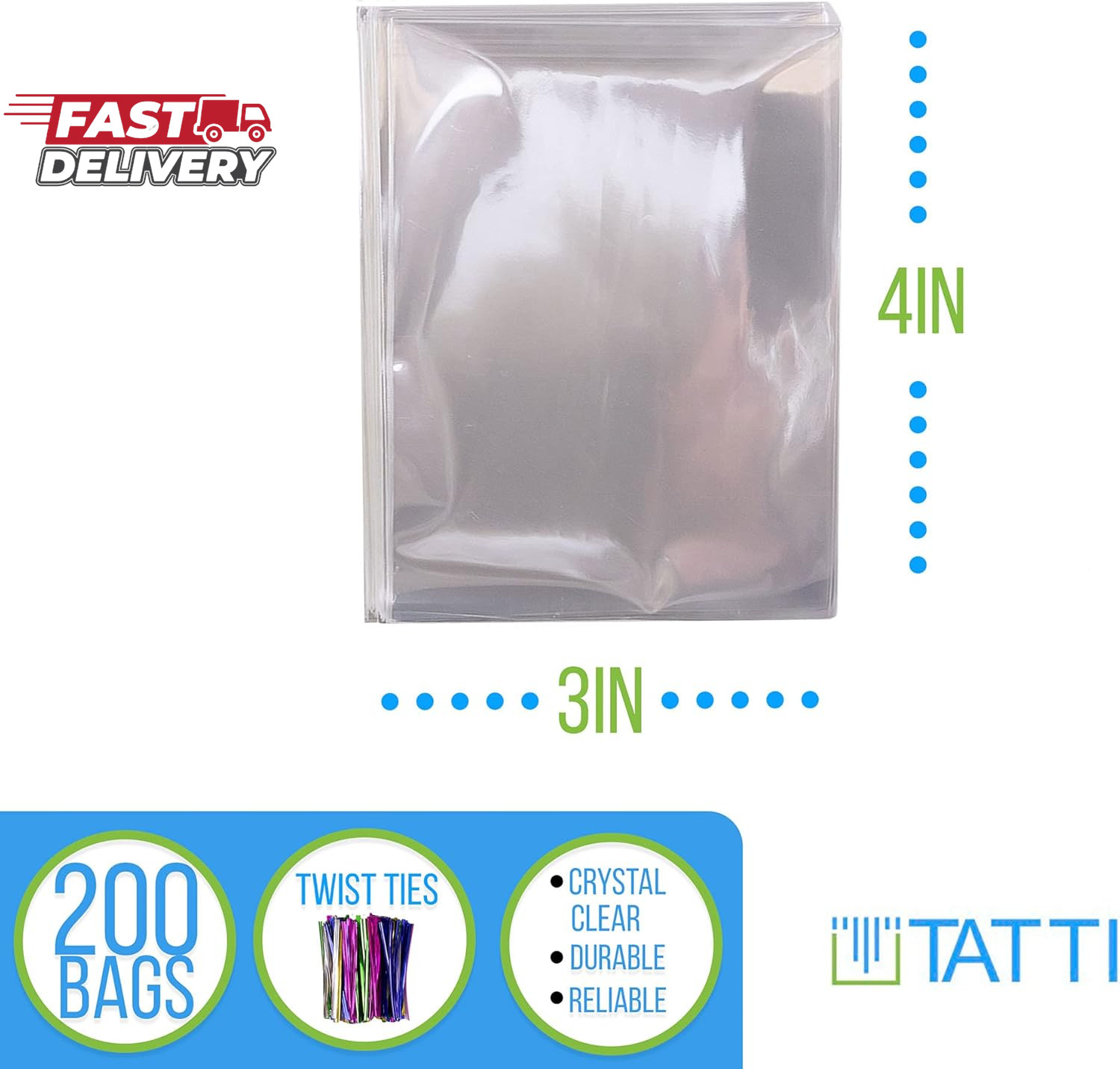 200 Pack Clear Cellophane Bags for Favors - Transparent Goodie Bags for Birthday